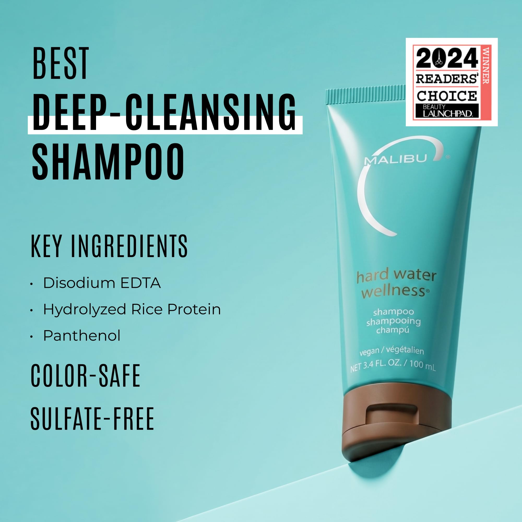 Malibu C Hard Water Hair Clarifying Shampoo - Travel Size Sulfate Free Chelating Formula for Build Up & Scalp Detox - Removes Minerals Prevents Discoloration Restores Shine - Vegan Hair Care  product thumbnail 3