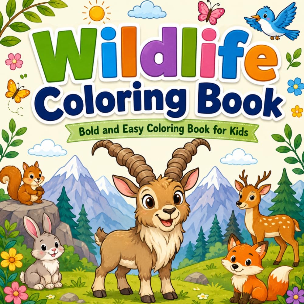 Peaceful Wildlife Coloring Book for Adults and Kids: Bold and Easy Animal Coloring Pages for Relaxation, Stress Relief, Clear Mind, Peace, and Creative Fun