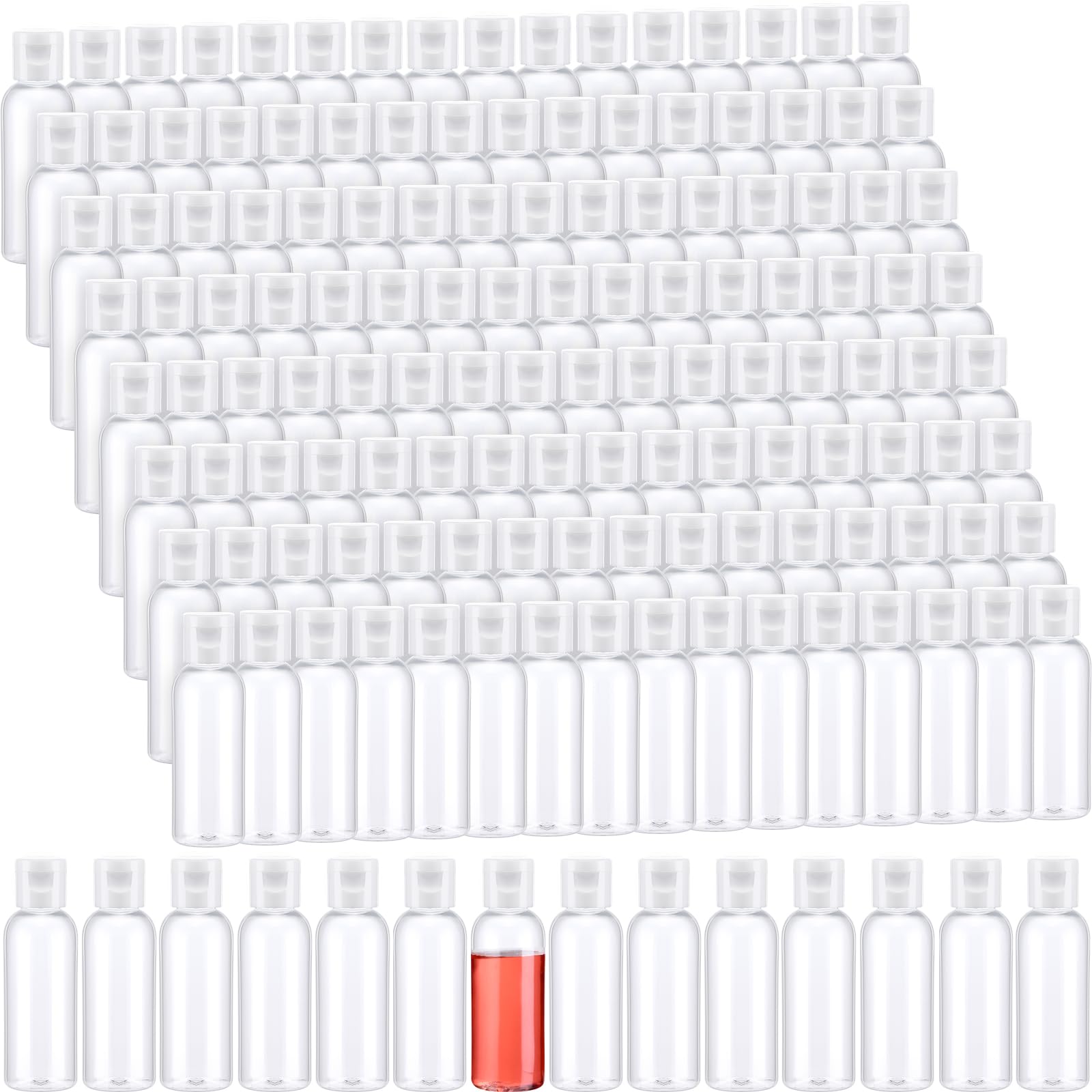 Maxdot 300 Pcs Hand Sanitizer Bottles with Flip Cover 1.7 Oz/ 50 ml Small PET Plastic Empty Bottles Squeezable Mini Refillable Empty Liquid Travel Containers for Shampoo Cosmetic Body Soap (Clear)
