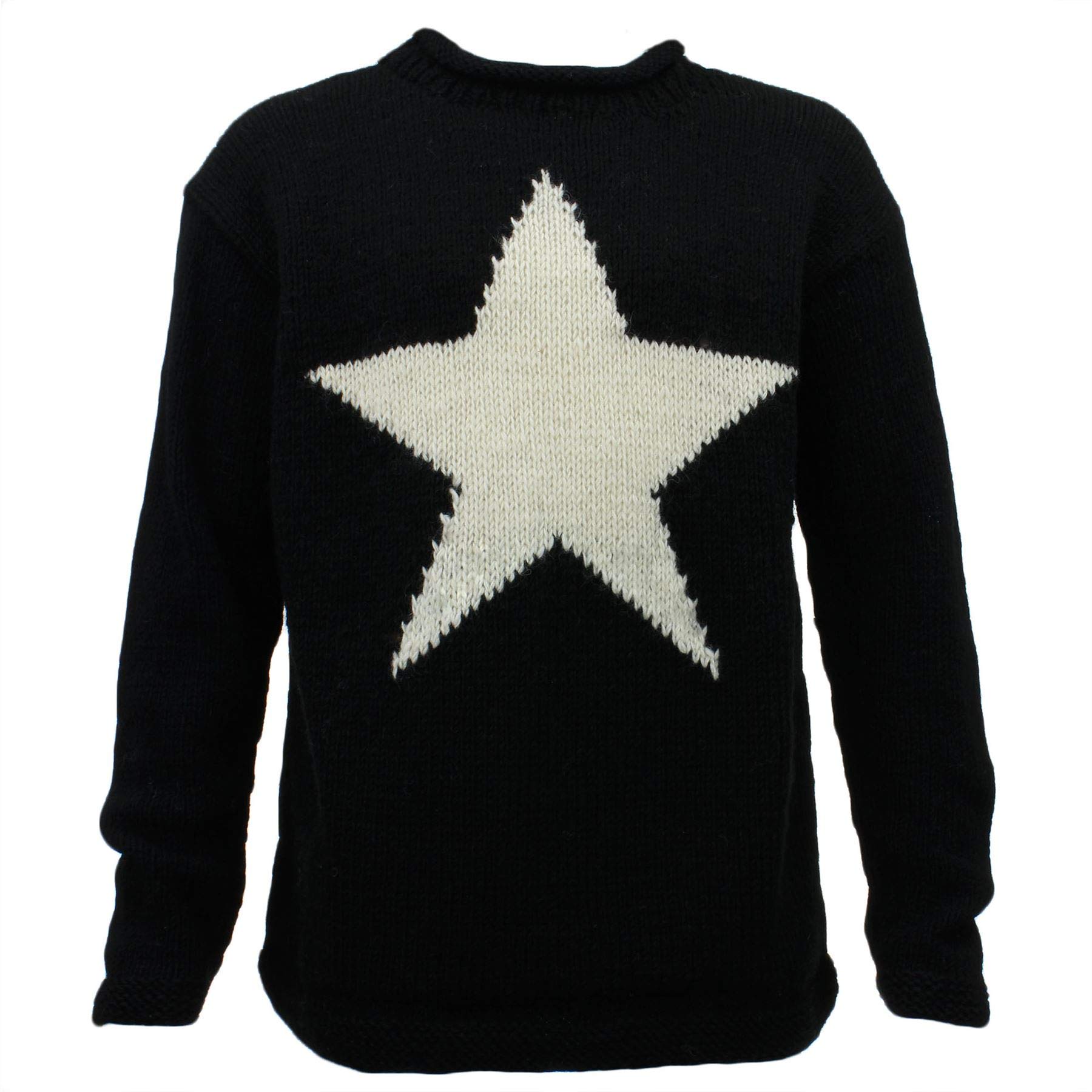 Loud Jumpers Women's Black Cream Wool Knit Star Jumper - L