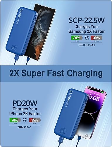 Miniatura 4 de Cargador Portátil de Carga Súper Rápida de 22.5W con Enchufe de Pared, Banco de Energía USB-C de 12000mAh con 2 Cables Integrados, Cargador de
