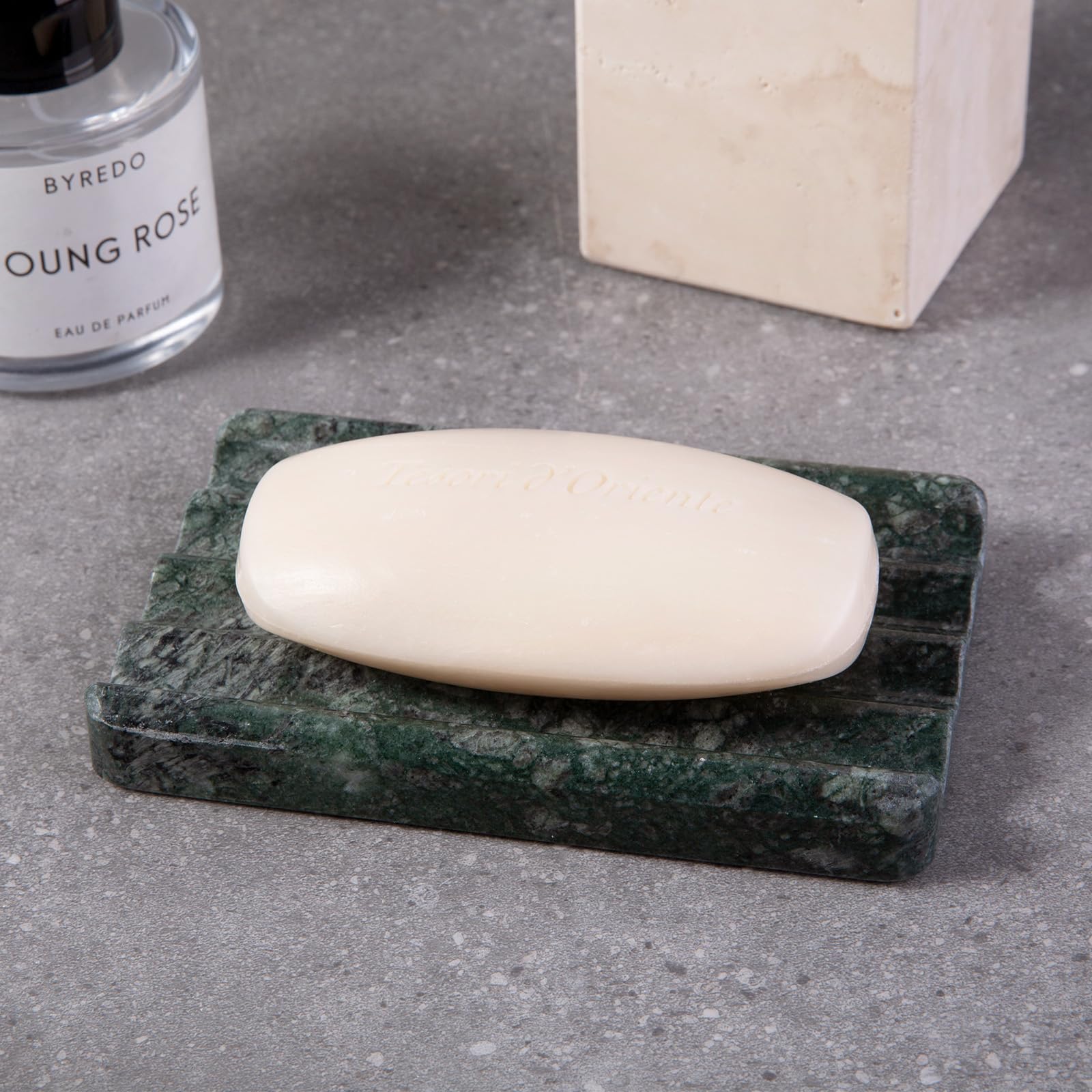 Koville Jabonera de mármol natural indio de lujo, 2 piezas de soporte de barra de jabón de piedra para ducha, lavabo de baño, soporte de jabón antideslizante para ducha, ahorro de jabón fácil de
