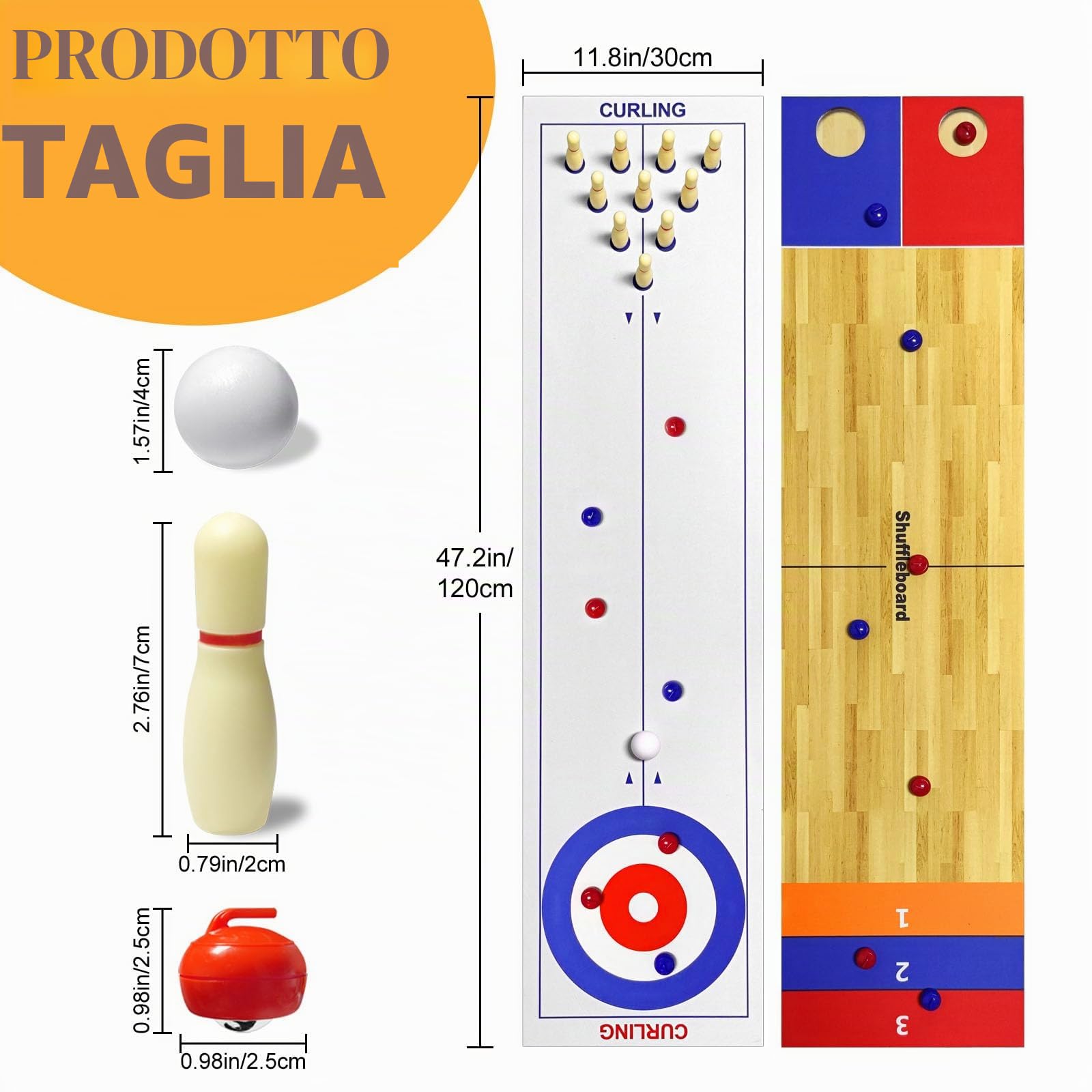 Set di giochi da tavolo 4 in 1, per shuffleboard, giochi da tavolo, shuffleboard, bowling, curling Cornhole, giochi da tavolo interattivi, ideale per scuola, casa, ufficio, feste