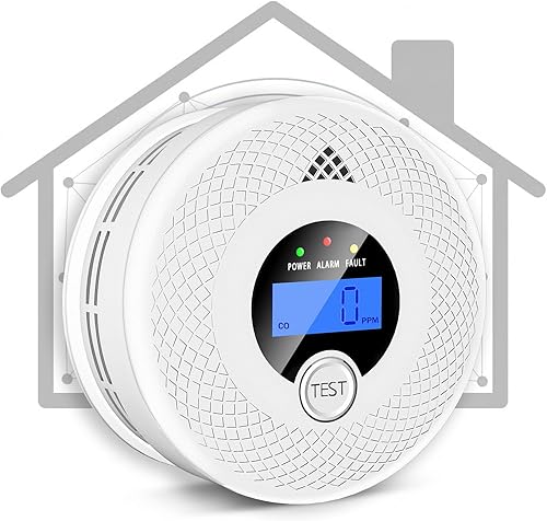 Miniatura 1 de Detector de humo y monóxido de carbono 2 en 1 interconectado con pantalla LCD digital, alarma fuerte de 85 dB, conexión RF para seguridad en todo el