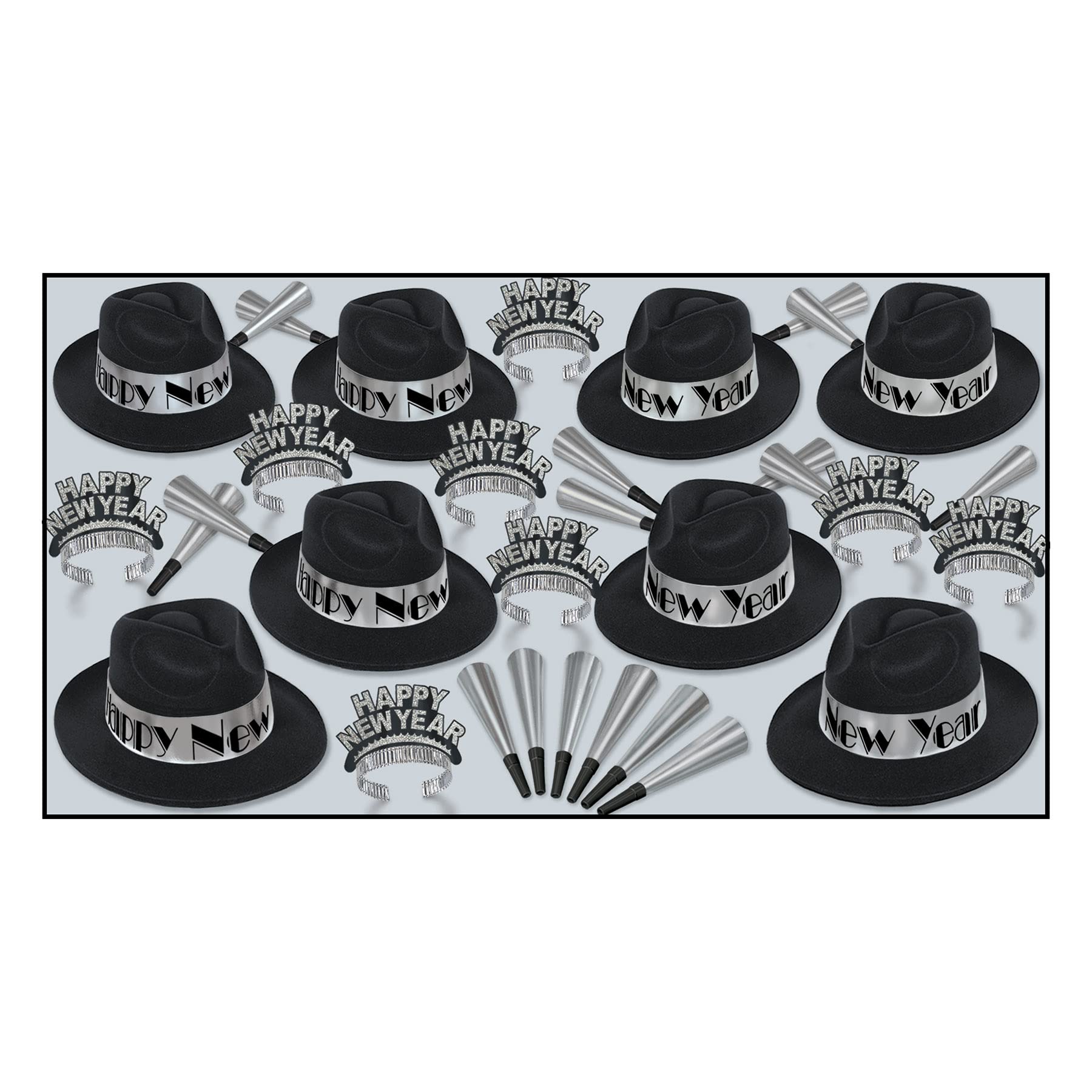 Beistle 88595BKS50 Silberne Schaukel Partygeschenke, 1 pro Packung Silver Swing Sortiment für 50 Personen, Nicht zutreffend, schwarz/silber
