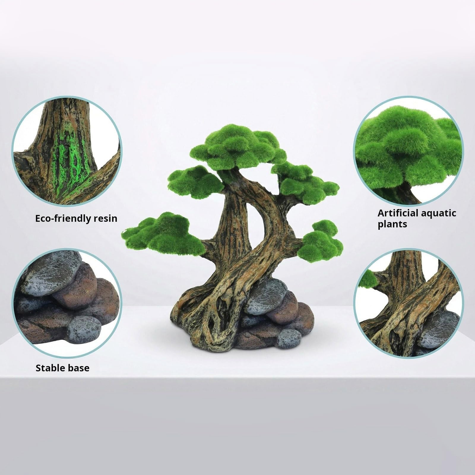 Árbol de musgo en miniatura, accesorio de paisaje, planta de agua de resina para acuarios, decoración de escenas, peceras, decoración decorativa