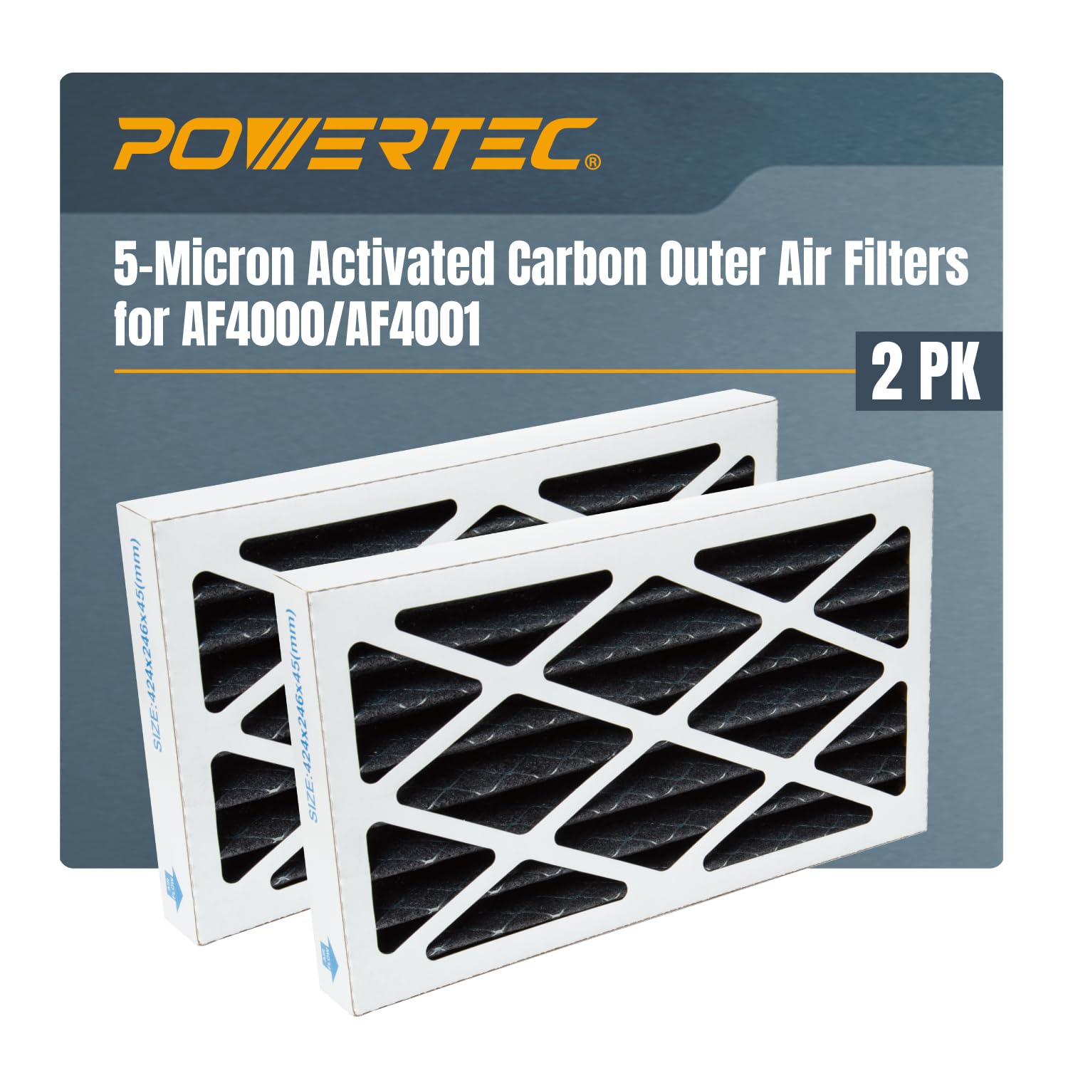 POWERTEC Filtro aria a carbone attivo, filtri aria esterna da 5 micron per WEN 3410, POWERTEC AF4000/AF1004, sistemi di filtrazione dell'aria per officina e garage, ricambio per WEN