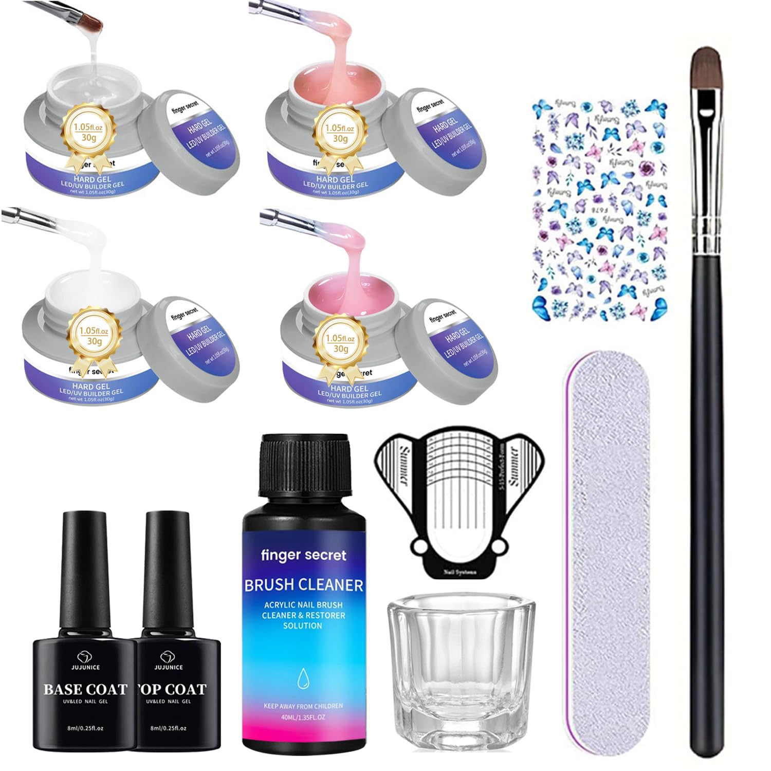 AOBOO Finger secret Builder Gel for Nails- 30g *4 Colors Builder Nail GelS Kit Nail Extension Hard Gel Sculpted GelS with Base Top Coat Nail Forms