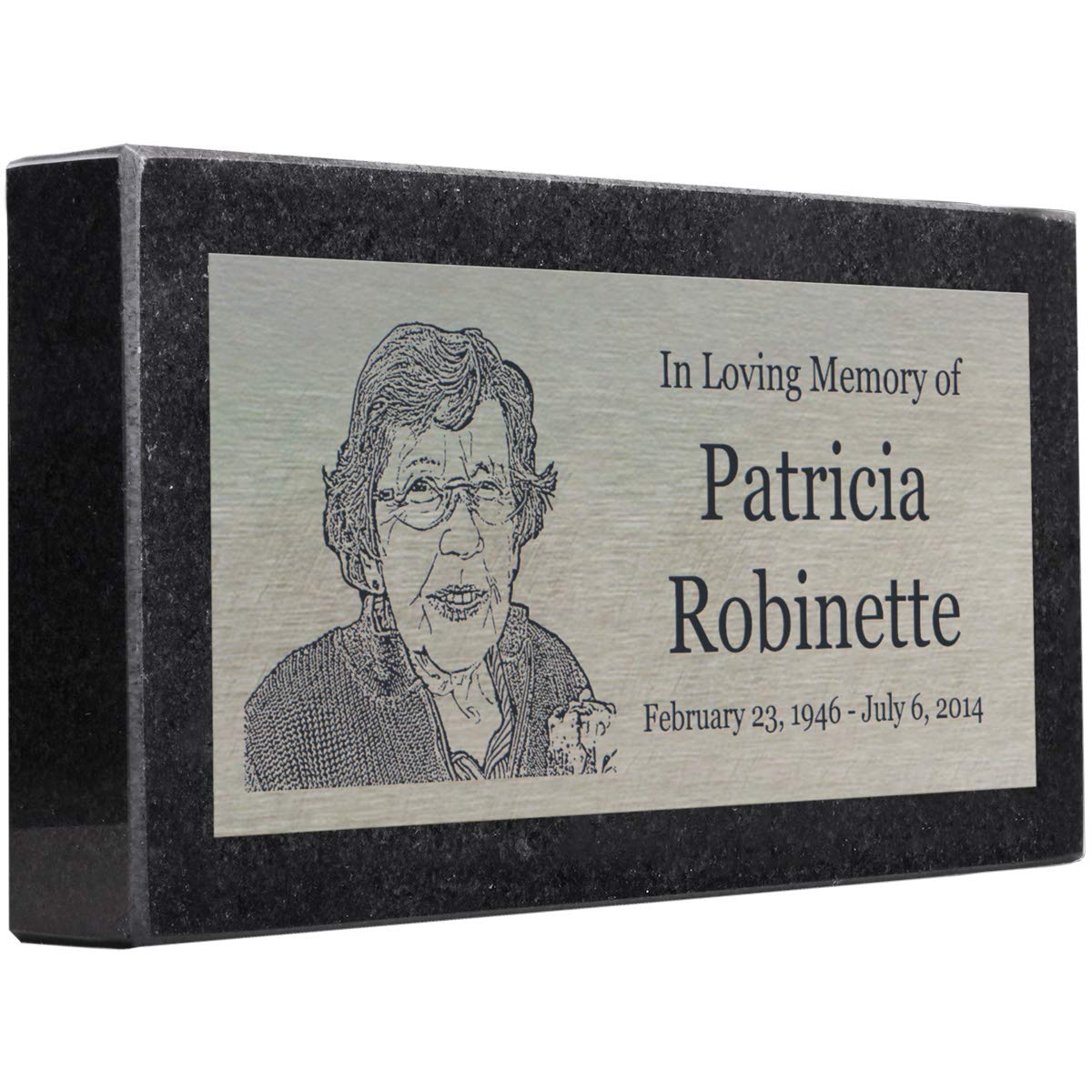 PlaqueMaker Stainless Steel and Granite Memorial Headstone - Markers for Lost Family Members, Infants, Loved Ones, Friends, Dogs, Cats, and Other