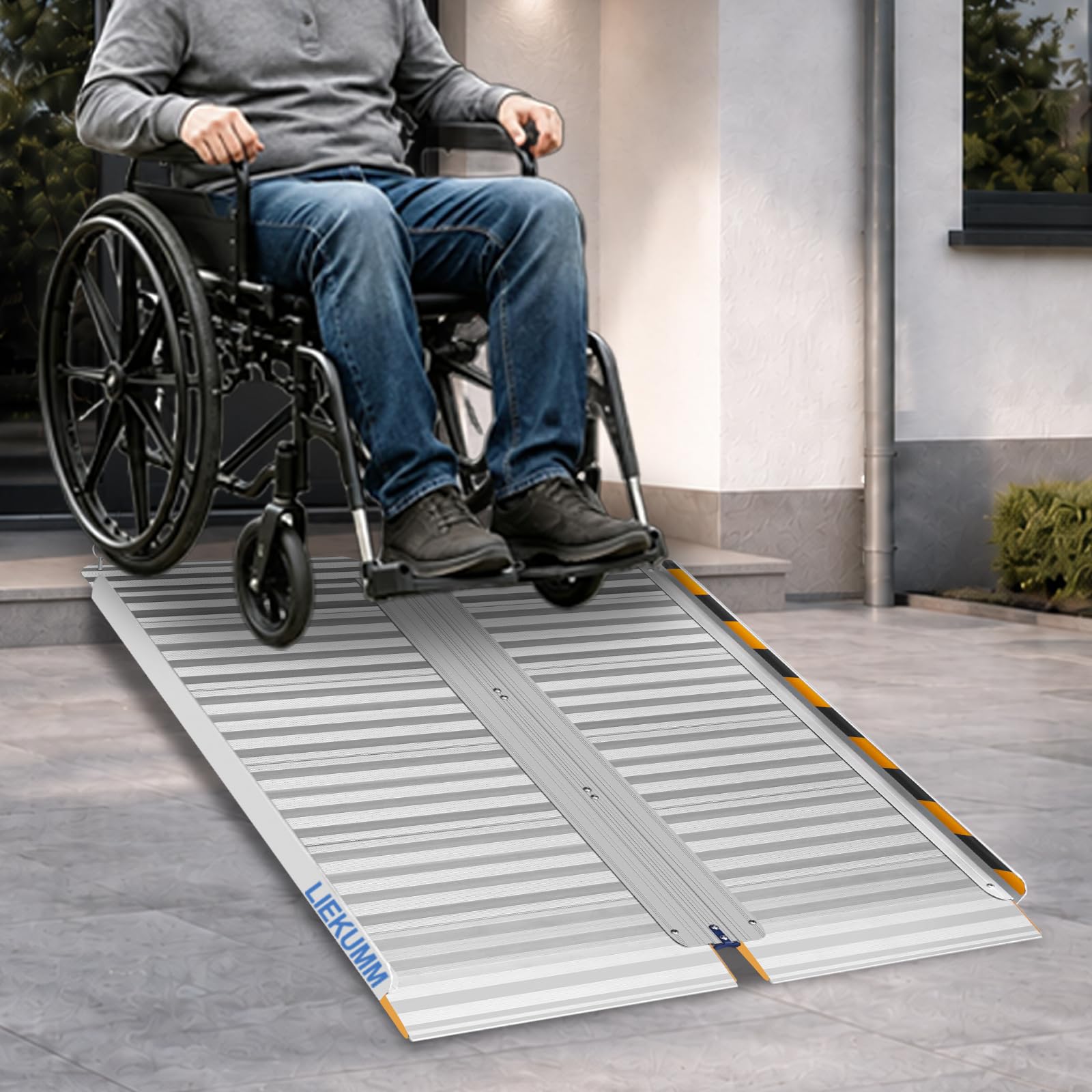 LIEKUMM Rollstuhlrampe 91 x 77 cm, 450 kg Tragkraft Rampe Rollstuhl
