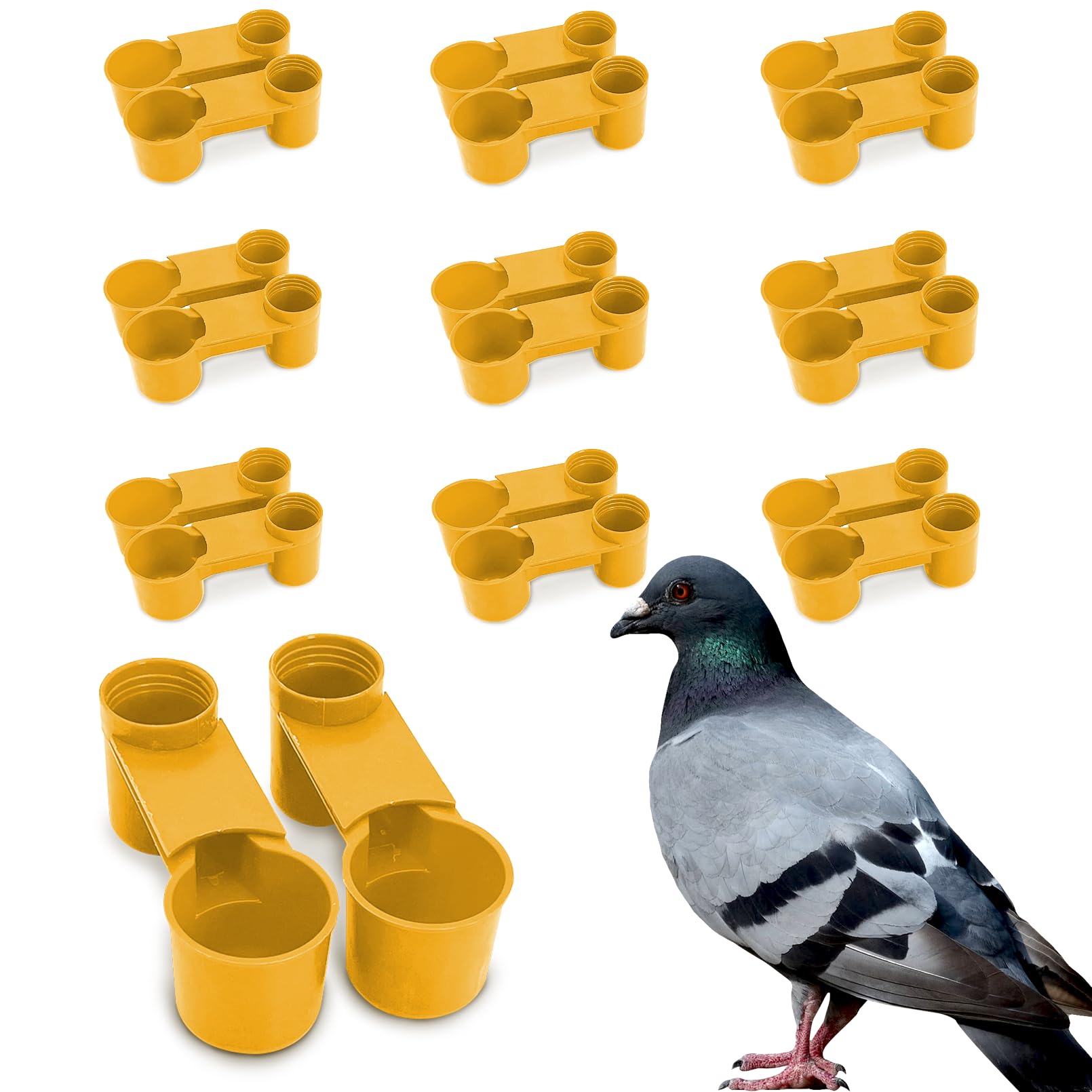 kathson 20 Pcs Bird Drinker Feeder Plastic Soda Pop Water Bottle Cup Ideal for Chicken Pigeons Birds Feeder Trough Animal Feeding Accessories(Yellow)