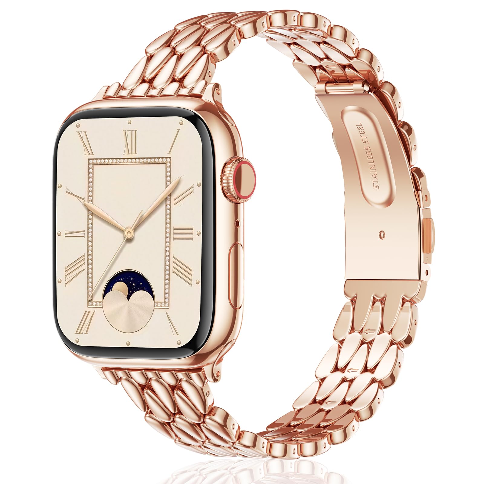 VISOOM Gold Iwatch Bands Compatible With Apple Watch Bands 38/40/41/42/44/45/46mm Women - Thin Metal Dressy Luxury Cute Designer Apple Watch Series 11 10 Se 9 8 7 6 5 4 3 2 1 Bracelet Bands for Women