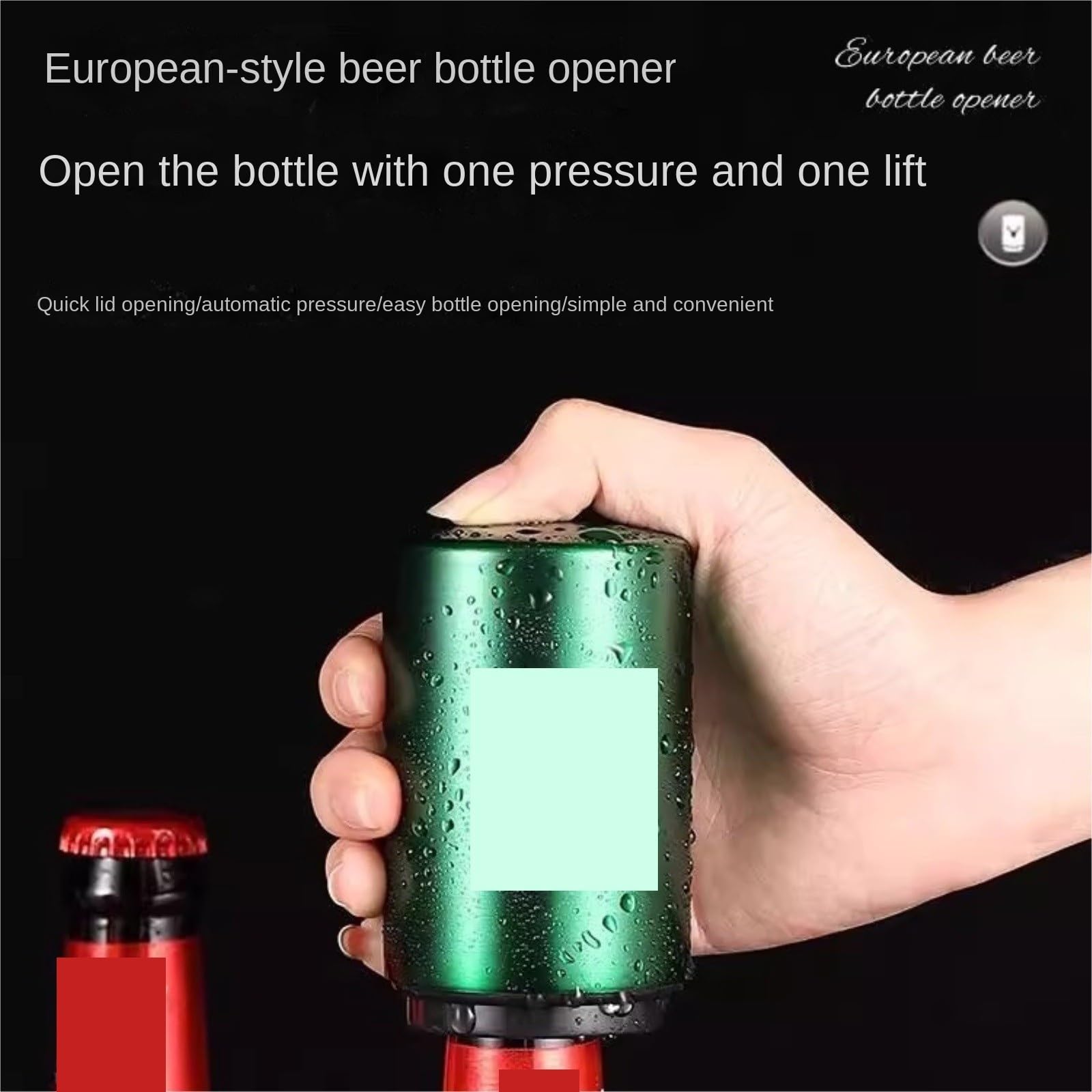 Flaschenöffner Für Küche Bierflaschenöffner Mit Druckmechanismus, Automatischer Edelstahl, Bar-Partyzubehör Bar Camping(Rood)