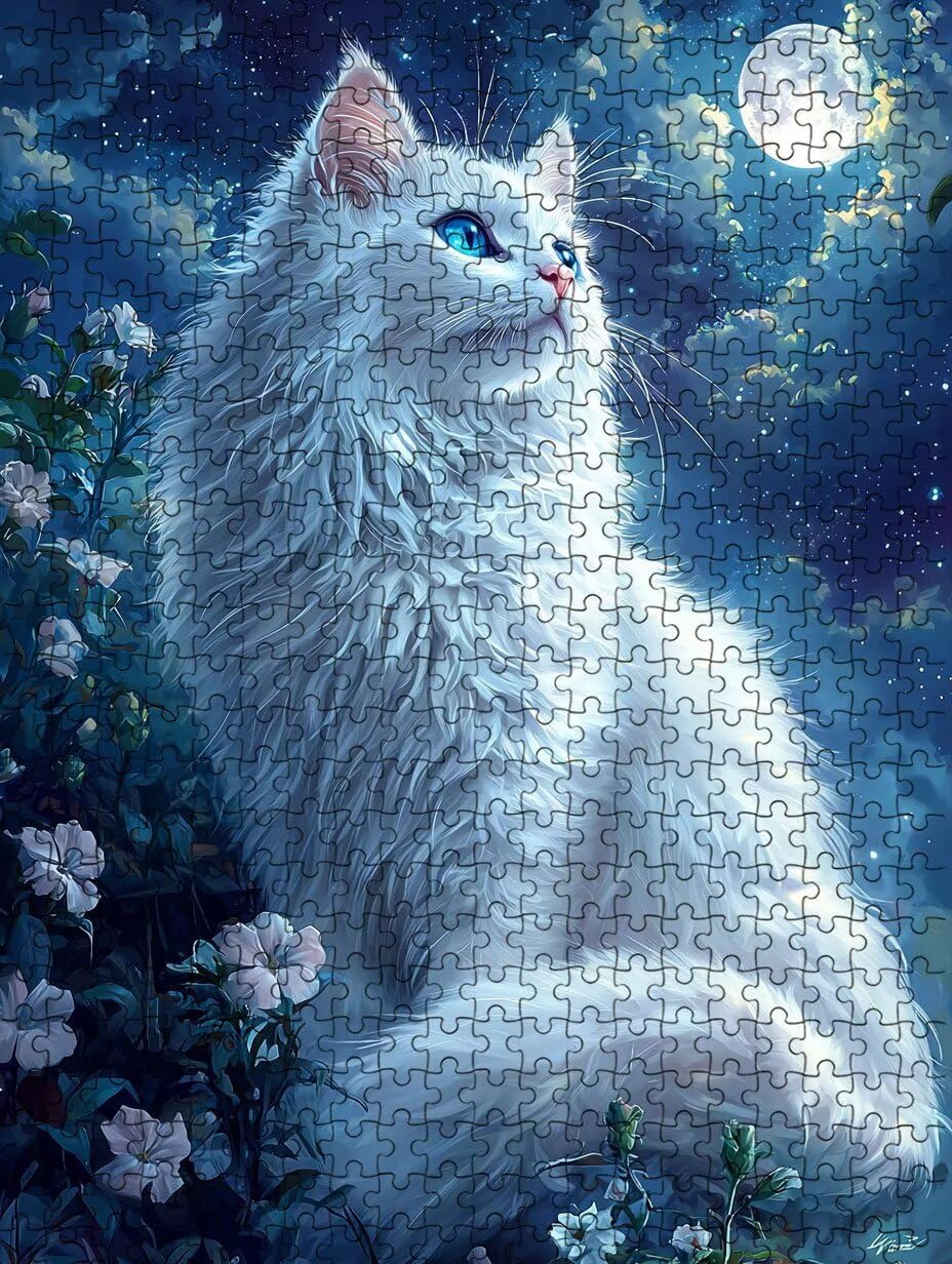 Puzzle 5000 Teile, WeißE Katze Puzzle Erwachsene 5000, Klassische Puzzles, Geschicklichkeitsspiel, Puzzlespiele für Die Ganze Familie, Mit Schöner Verpackung, Dekoration Puzzles und Geschenke BXHZW350