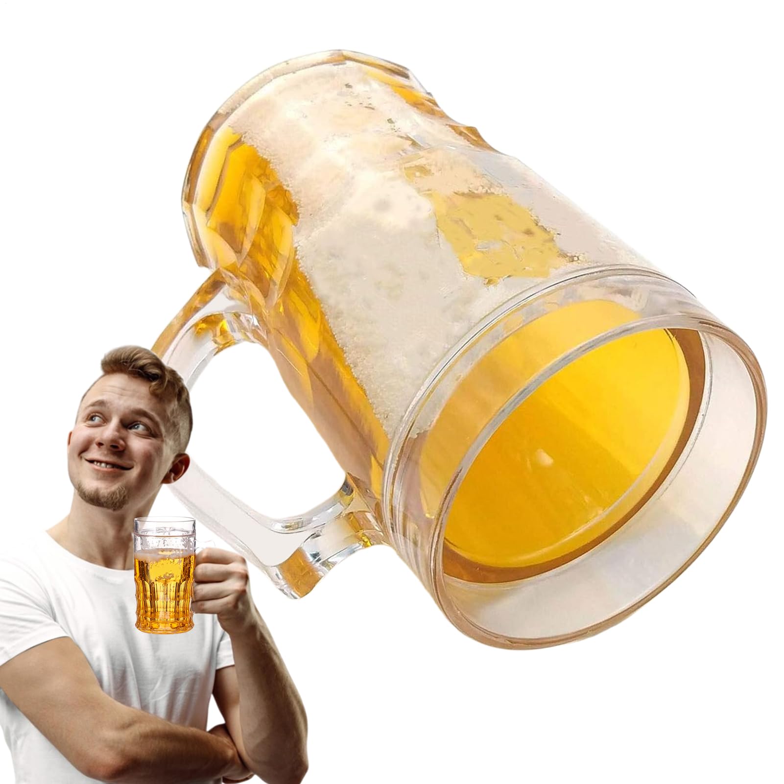 Manolyee Fake Beer Mug - Double Layer Funny Fake Beer Cup,Party Fun Prank Model Toy for Women Men Friends Girls Family
