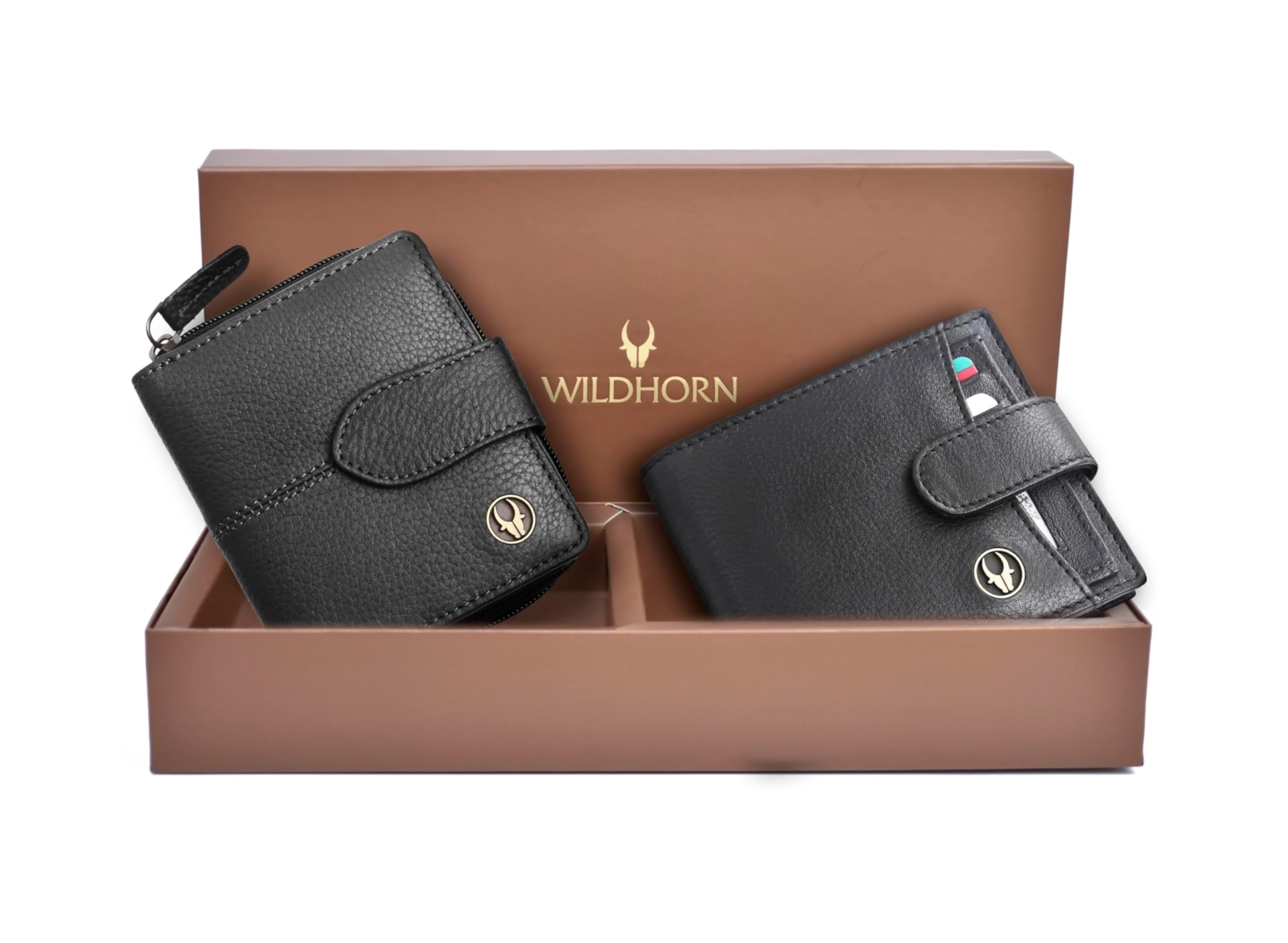 leather wallet for men & women | wallet combo for men | genuine leather purse | premium gift box edition | gift box for birthday, anniversary (black)