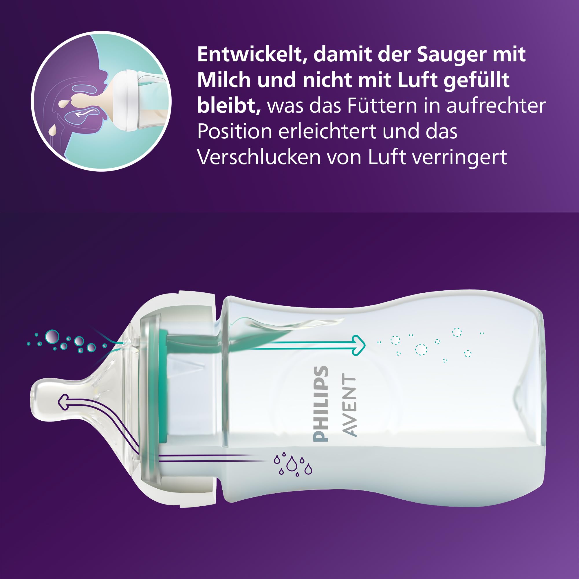 Philips AVENT Babyflaschen mit AirFree Ventil Geschenkset für Neugeborene 4 Stück ultra soft Schnuller Flaschenbürste 0–12 Monate SCD657/11