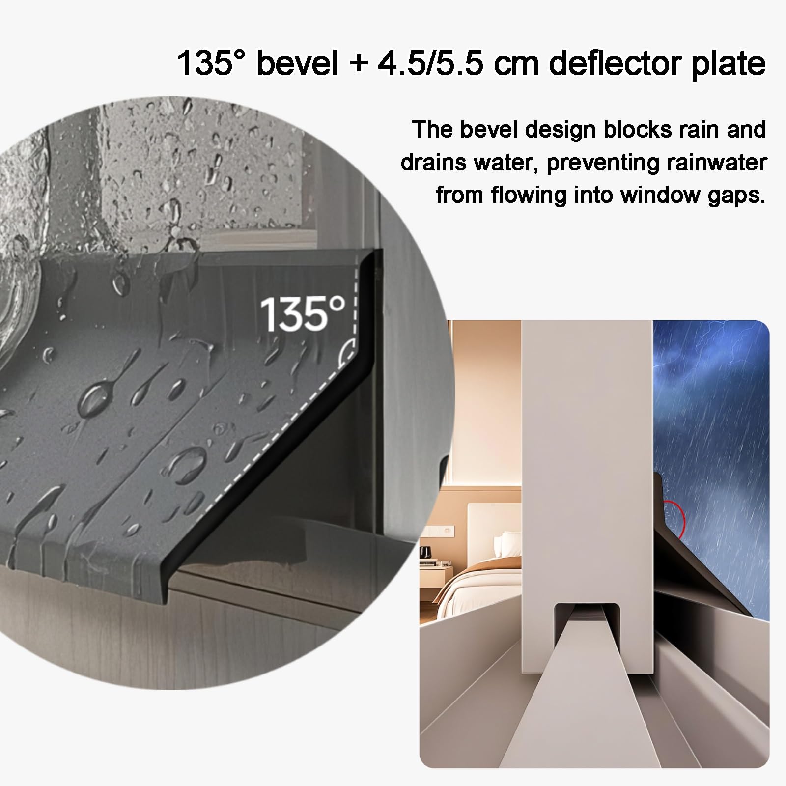 ROFBIHG Cinta De Sellado para Ventana, Junta De Goma Autoadhesiva para Puertas, Protección Contra La Lluvia, Casa, para El Hogar, Protector Contra La Lluvia Duradero, Negro(1.5m(4.9ft),4.5cm)