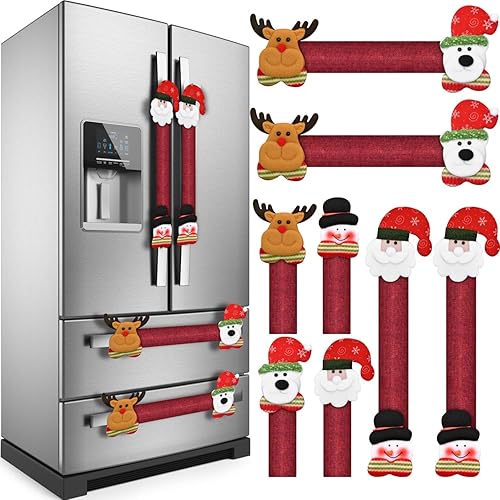 KATUMO Fundas navideñas para manijas de refrigerador, 8 unidades, fundas para manijas de electrodomésticos de cocina, adorables fundas de mango de KATUMO Fundas navideñas para manijas de refrigerador, 8 unidades, fundas para manijas de electrodomésticos de cocina, adorables fundas de mango de