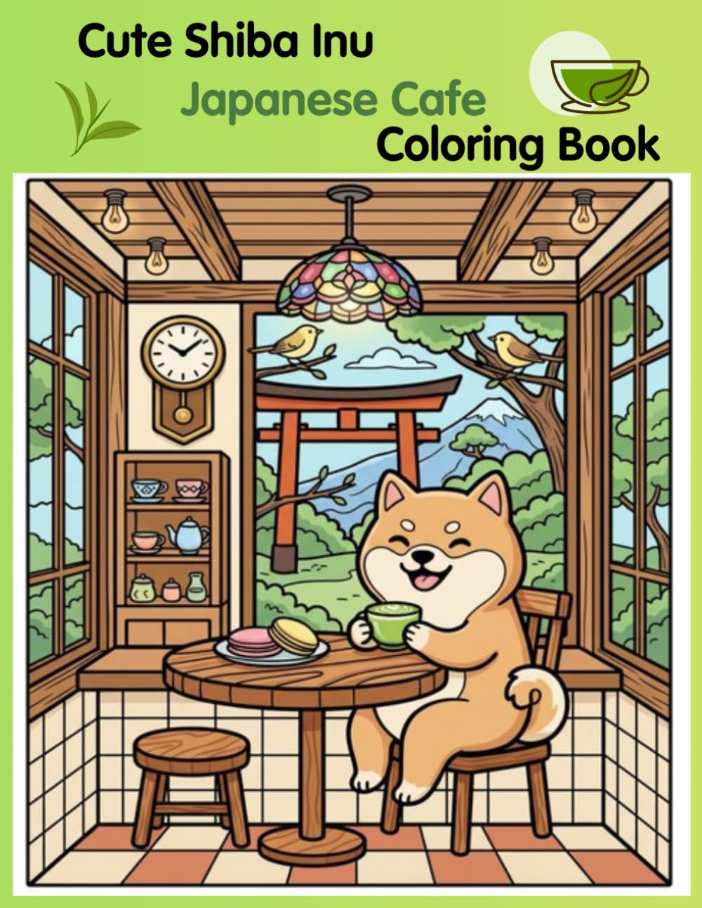 Cute Shibainu　japanese Cafe Coloring Book: Relaxing Japanese Coloring Pages