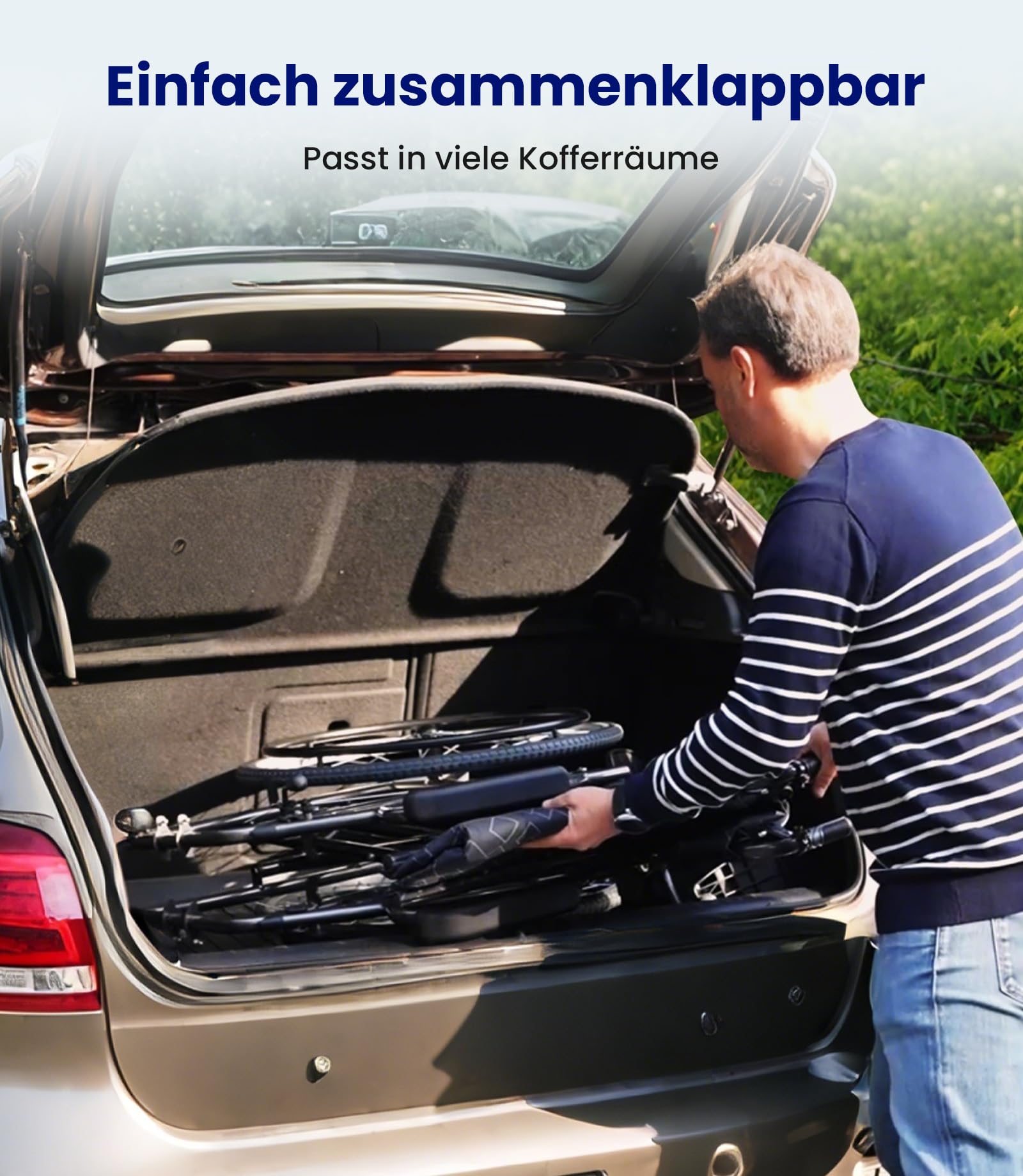 VOCIC Rollstuhl faltbar leicht bis 150KG,17KG Faltbarer Outdoor Rollstuhl,Doppelbremsen Transportrollstuhl klappbar mit Selbstantrieb für Erwachsene,Pannensicher Reifen