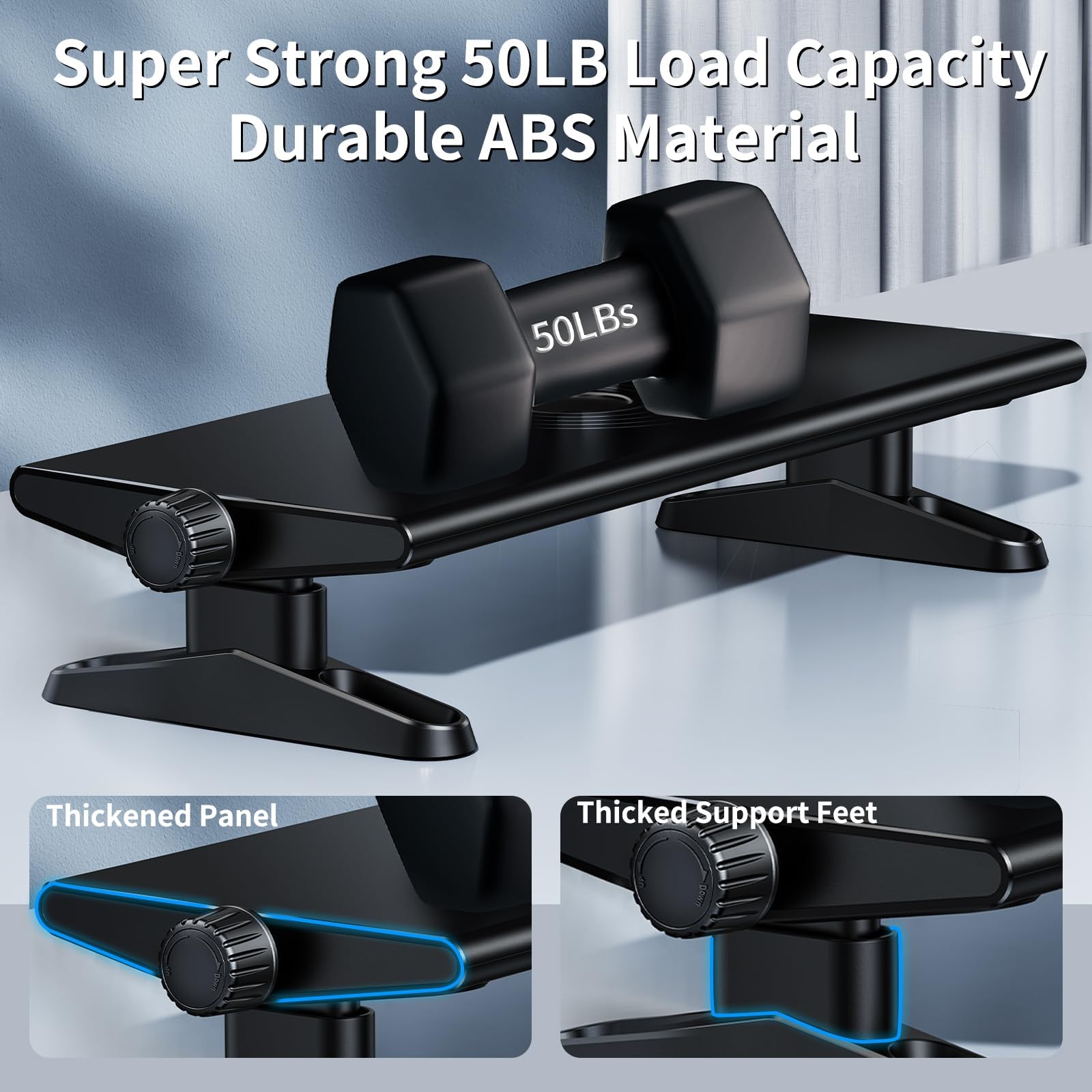 Supporto per monitor da scrivania, regolabile in altezza da 11,3 a 14,6 cm, con supporto per telefono, supporto singolo per computer portatile, stampante, TV, accessori ergonomici per ufficio