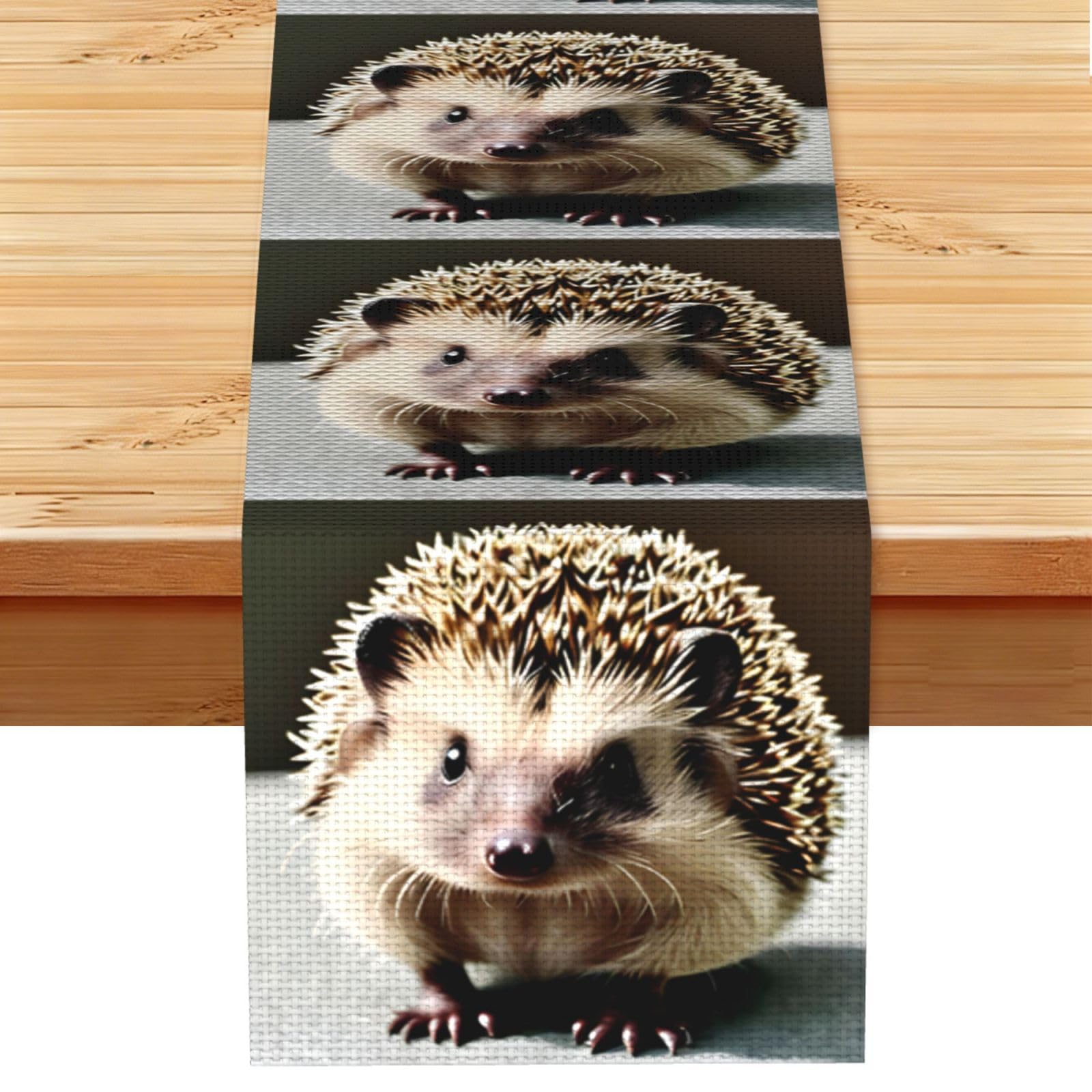 Cute hedgehog Table Runner 13x72 Inch Dining Decor