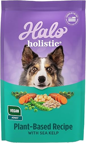 Miniatura 1 de Halo Holistic Receta a base de plantas con algas, salud digestiva completa, bolsa de comida seca vegana para perros, fórmula para adultos, bolsa de