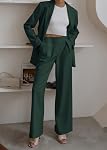 KIRUNDO Women's 2024 Fall 2 Piece Blazer Set Casual Loose Long Blazer Jackets and Dressy Wide Leg Pant Suits with Pockets