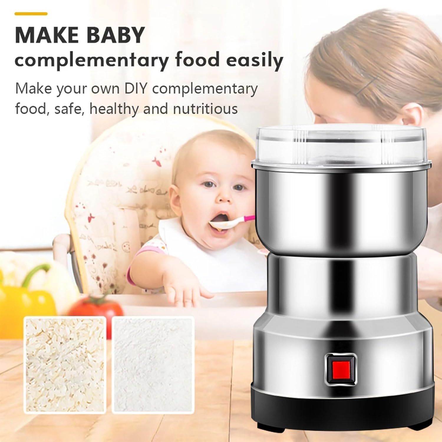 AIZYR Electric Coffee Grinder Portable Spice Grinder, Multifunctional Grinding Machine for Coffee Beans, Spices, Rice, Seeds, Grains,220v au plug