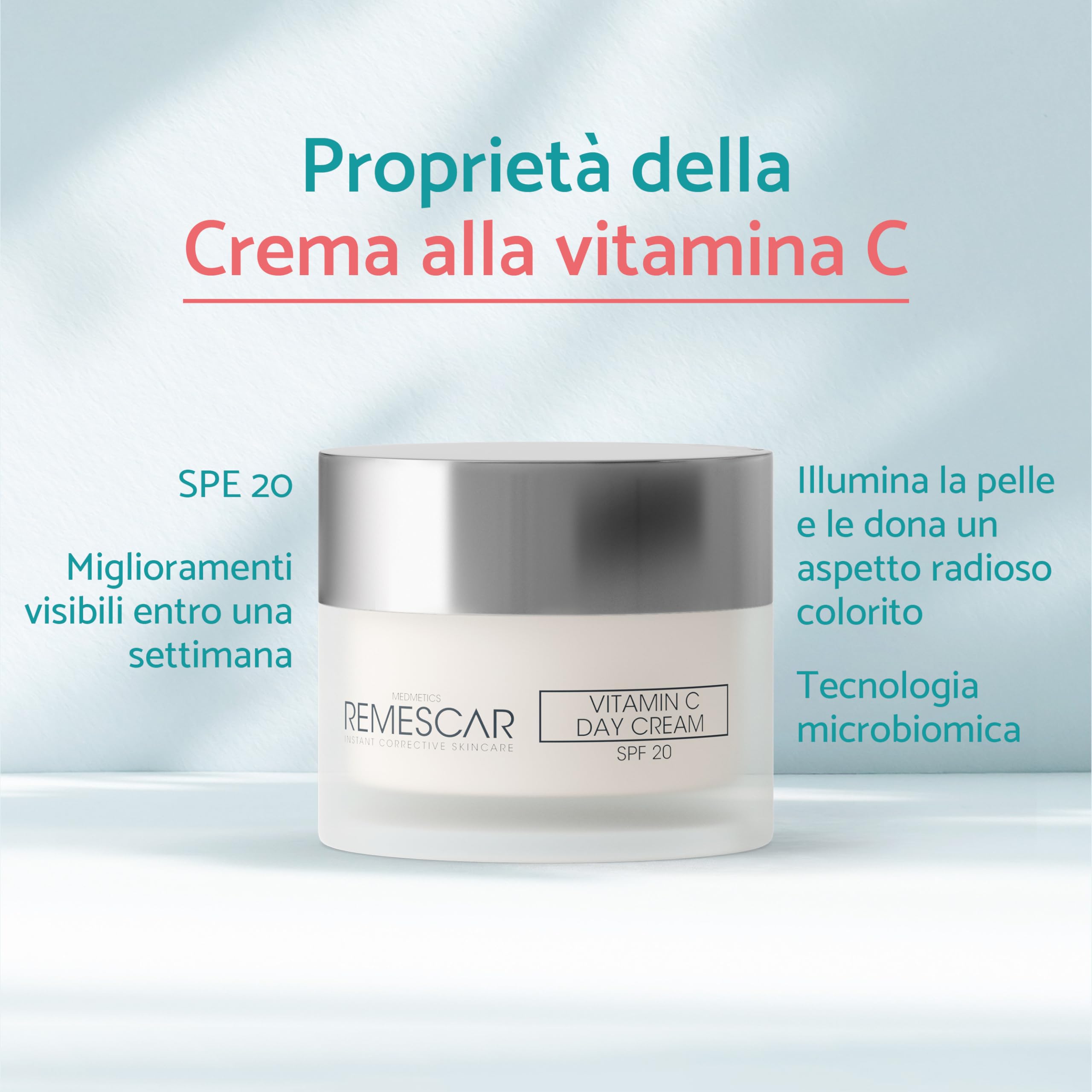 Remescar Crema Giorno Vitamina C SPF20 + Crema Notte Rigenerante – Duo Anti-Età Giorno e Notte – Idrata, Illumina e Rigenera la Pelle – Con Tecnologia Microbioma – 2 x 50 ml