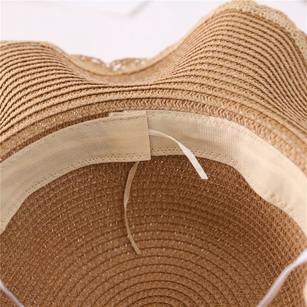Sombreros para Mujer, Sombrero de Paja Grande de Verano, Flexible, Ancho, con Lazo, Plegable, para Playa (Mcode)