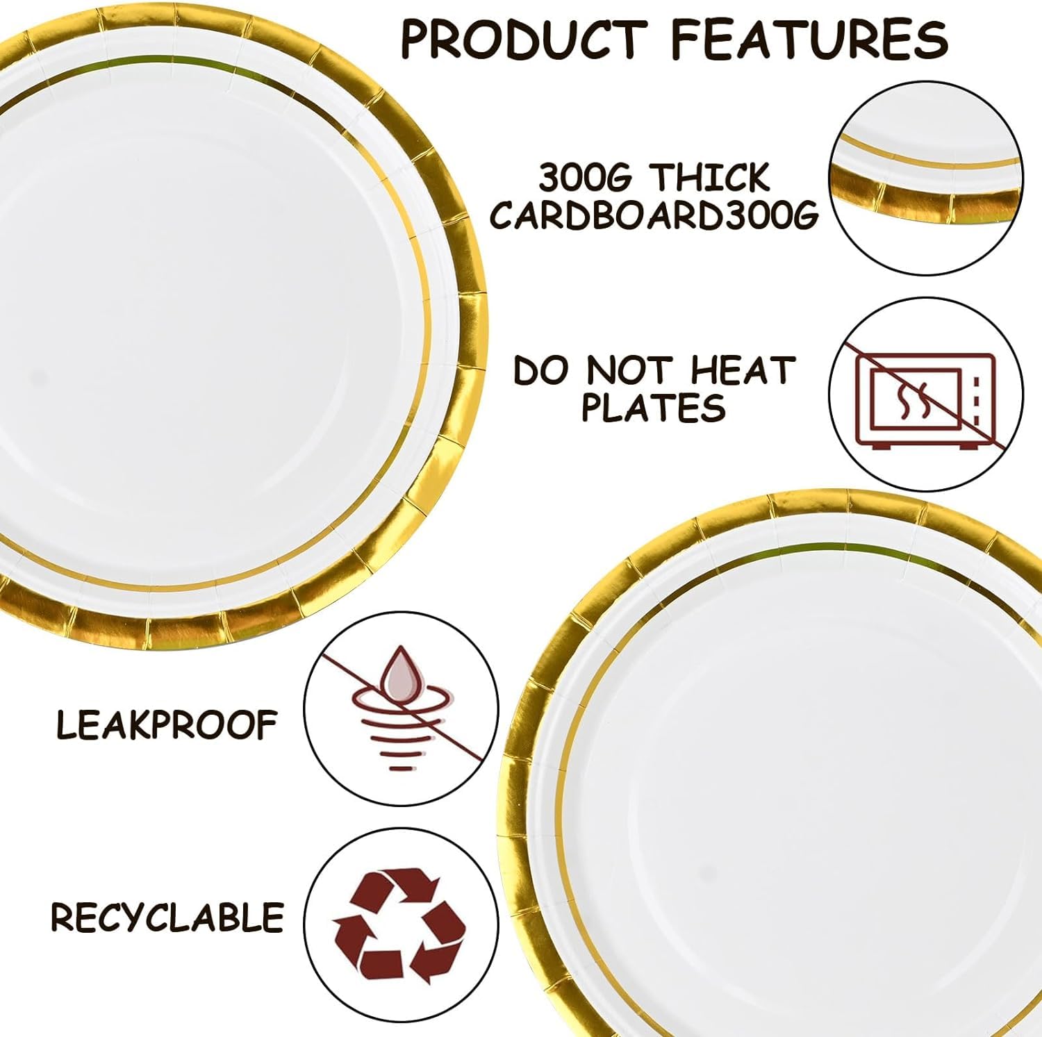 Didaey Service De Table Jetable 700 Pièces Pour 100 Invités Comprenant 200 Assiettes En Carton, 300 Argenteries En Plastique, 100 Gobelets En Carton, 100 Serviettes Pour Mariage, Fête D'anniversaire