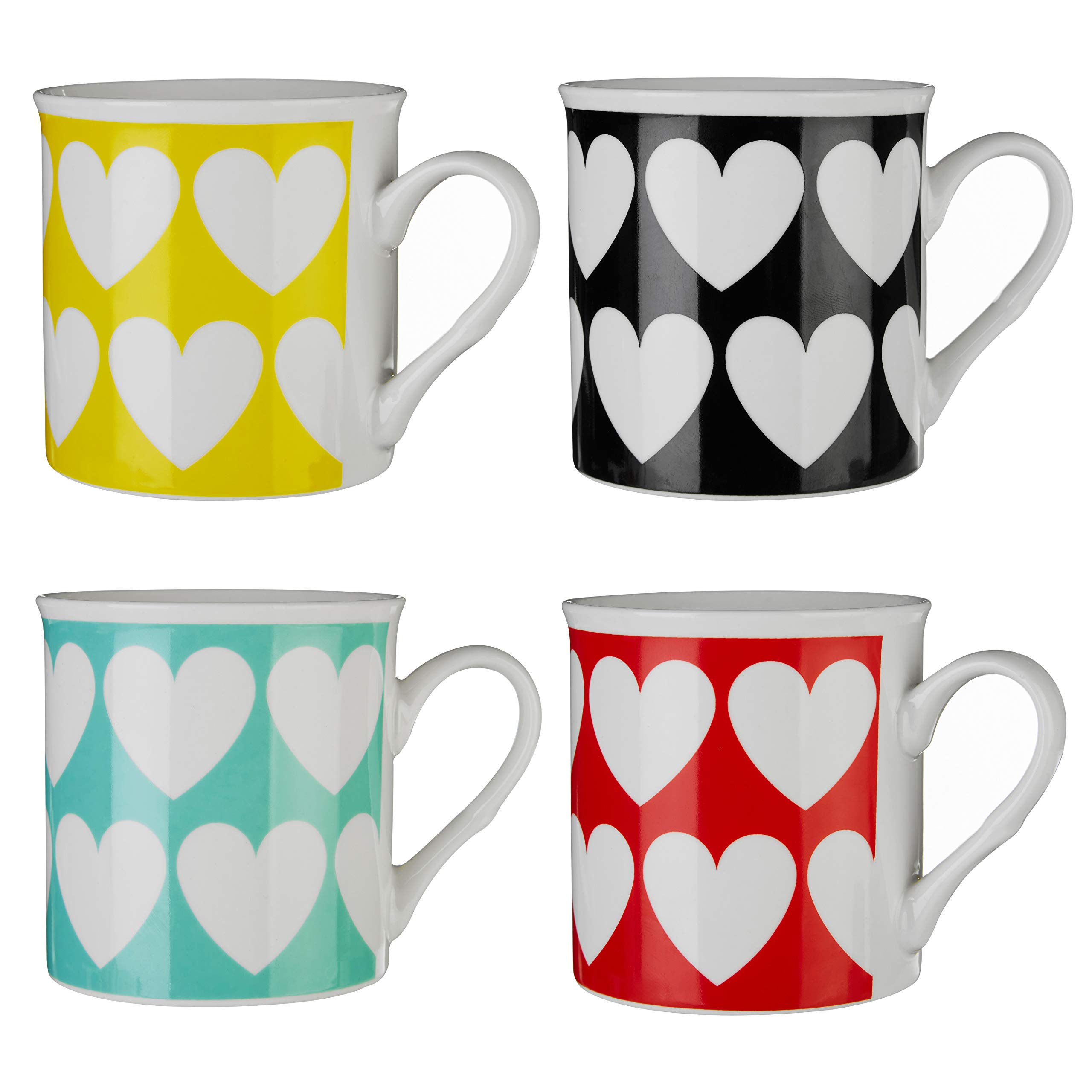 Premier Housewares - Set of 4 Mugs - Heart Design