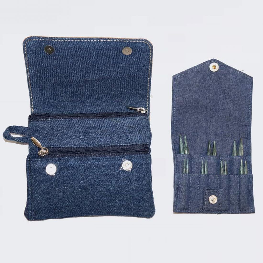Lotus Yarns KP Denim Indigo Wood Mini austauschbares Nadelset mit Nnylonschnüren und Zubehör, glatt und flexibel (5,1 cm - (3,0-6,0) mm - 7 Paar)