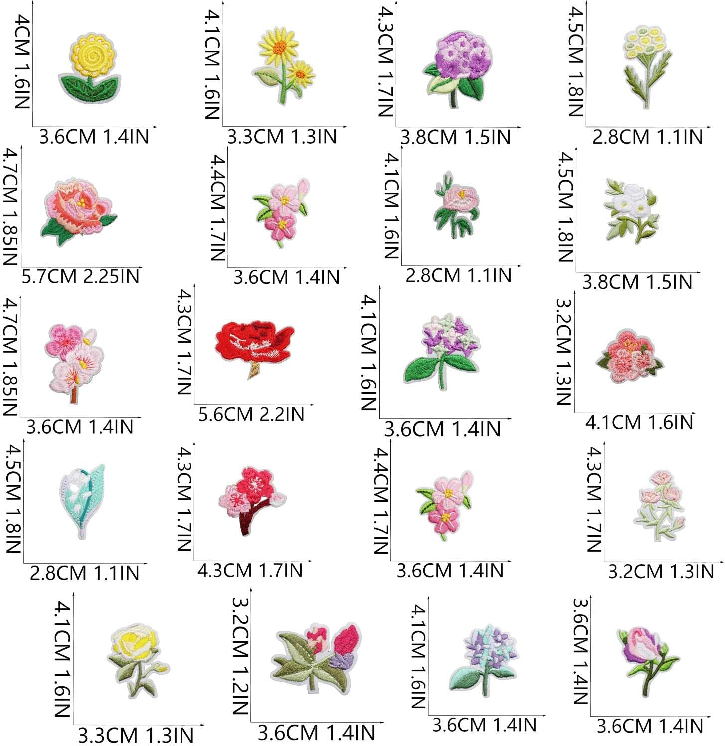 36 Pcs Flower Patches Iron on, Retro Floral Iron on Patches Sew On/Iron On Repair Applique Funny Cute Embroidered Patches for T-Shirt, Jackets, Jeans, Vests, Hats, Backpacks