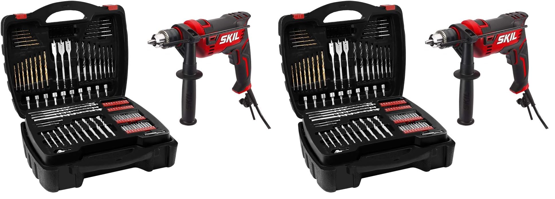 Skil 7.5 Amp 1/2-in Corded Hammer Drill with 100pcs Drill Bit Set With Variable Speed- HD182002 (Pack of 2)