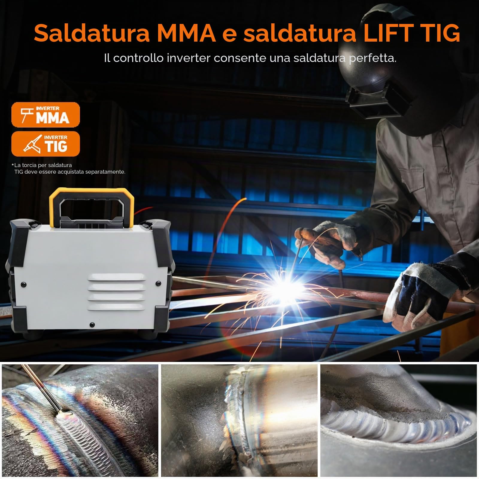 Saldatrice elettrodo 250 A, 220 V, saldatrice IGBT DC con indicatore LED, dispositivo di saldatura inverter, anti-stick, funzione MMA/E (ARC), saldatrice per uso domestico, effetto rafia
