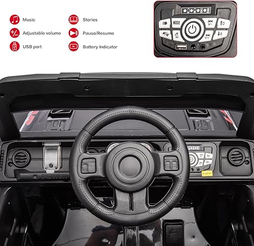 Miniatura 5 de Modern-Depo Coche eléctrico de 12 V para niños con control remoto, calcomanías de bricolaje, MP3, luces LED, puertas de función completa, suspensión