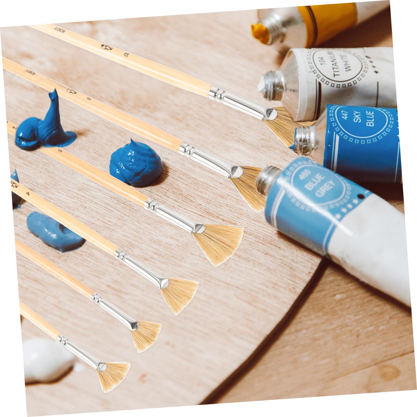 OSALADI 4 Ensembles Set De Pinceaux Éventail pour Aquarelle Pinceaux De Peinture Pratiques Et Portables Idéaux pour Artistes Et Débutants 6 Pièces * 4