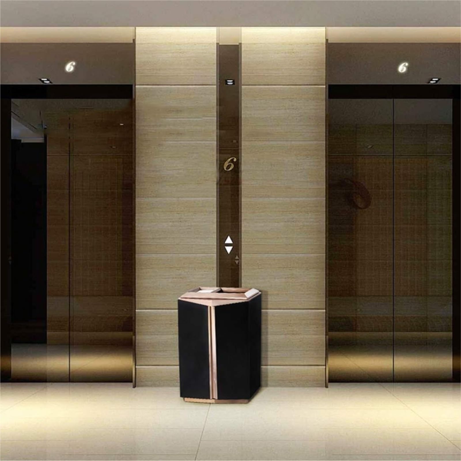 Papelera Oficina Cubos De Basura Contenedores De Reciclaje De Residuos Contenedores De Basura Cuadrados De Metal Para Exteriores Con Cenicero Asiento Cubo De Basura Espejo De Hotel Vestíbulo Vertical