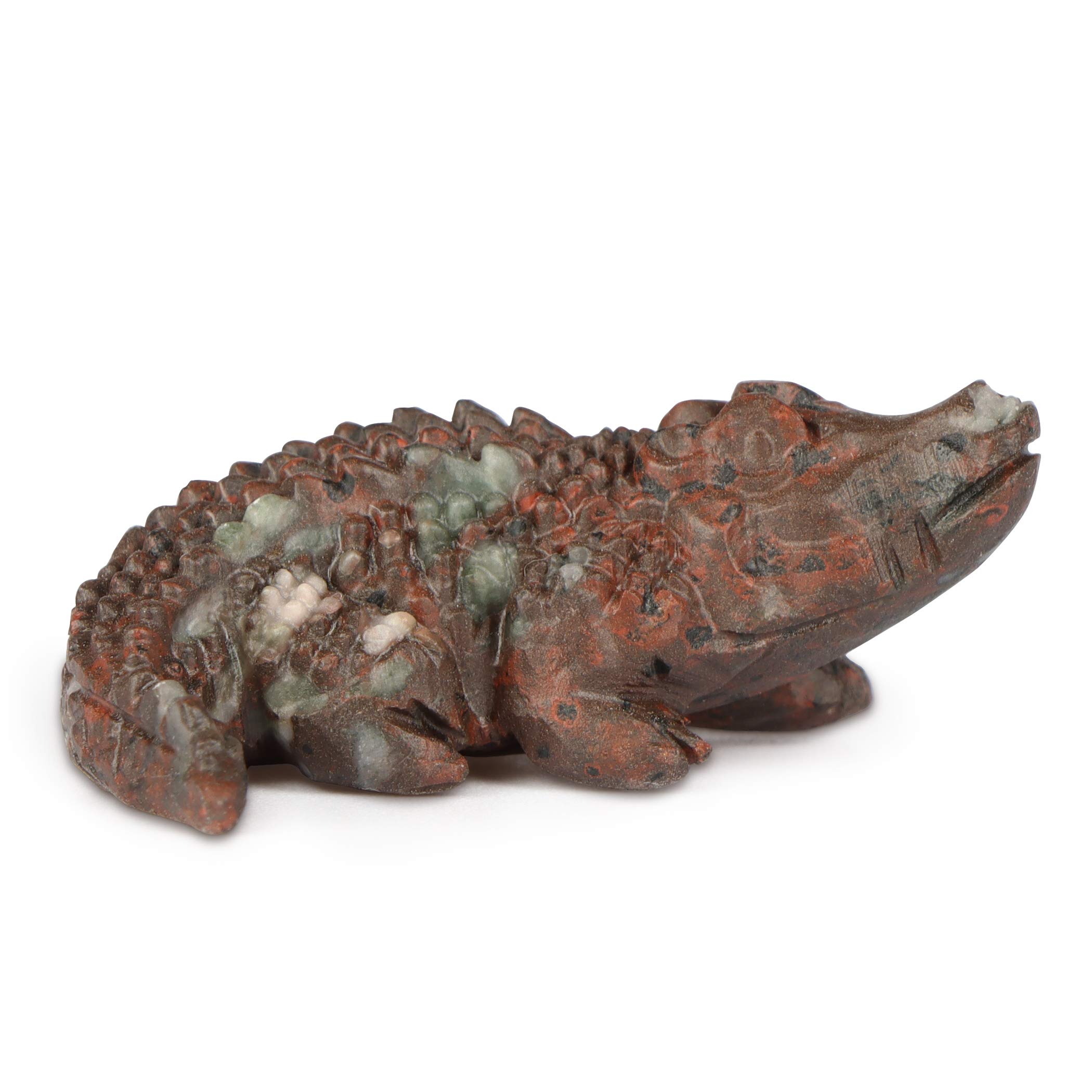 Artistone Leopard Skin Jasper Crystal Crocodile Ornament 2 Inch Carved Gemstone Crystals Animals Figurine Statue Sculpture Healing Gifts Home Decor