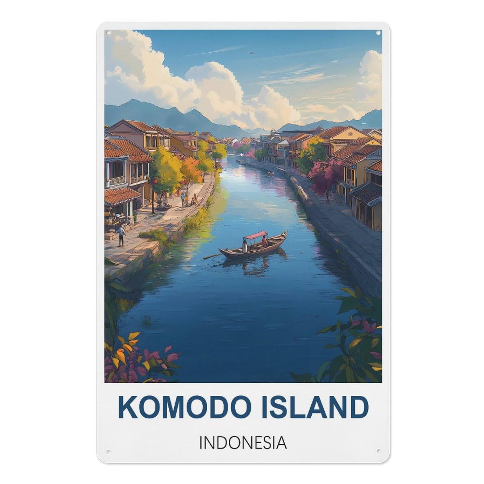 Island Indonesia Retro Design Tin Paintings Vintage Tin Sign 08x12inch(20x30cm) Wall Art for Home Office Bedroom Living Room Cafes Wall Decor
