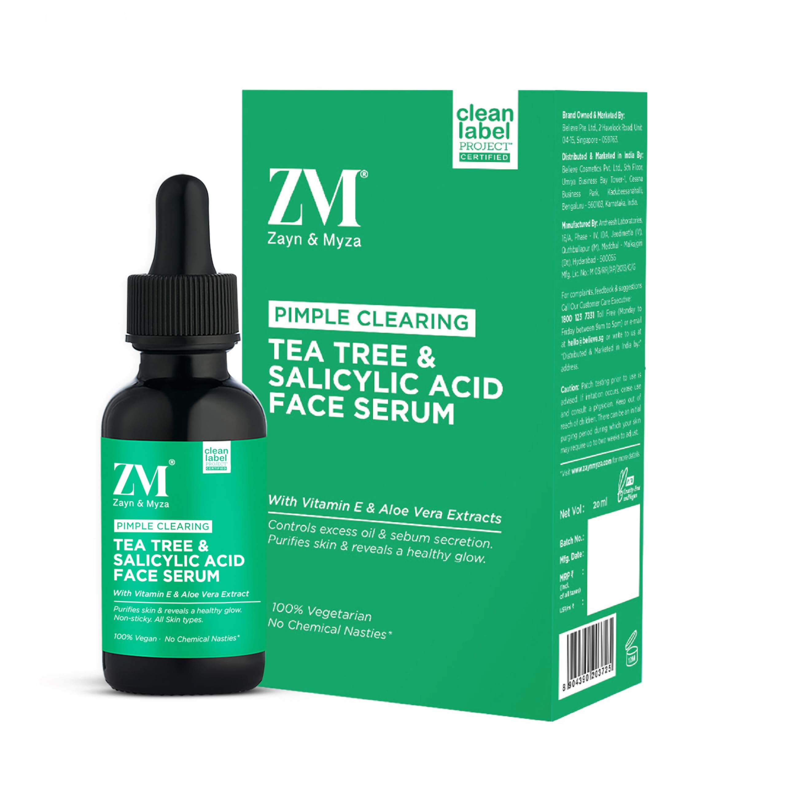 ZM Zayn & Myza Tea Tree & Salicylic Acid Face Serum, Reduces Acne, Scars & Blemishes (20 ml)