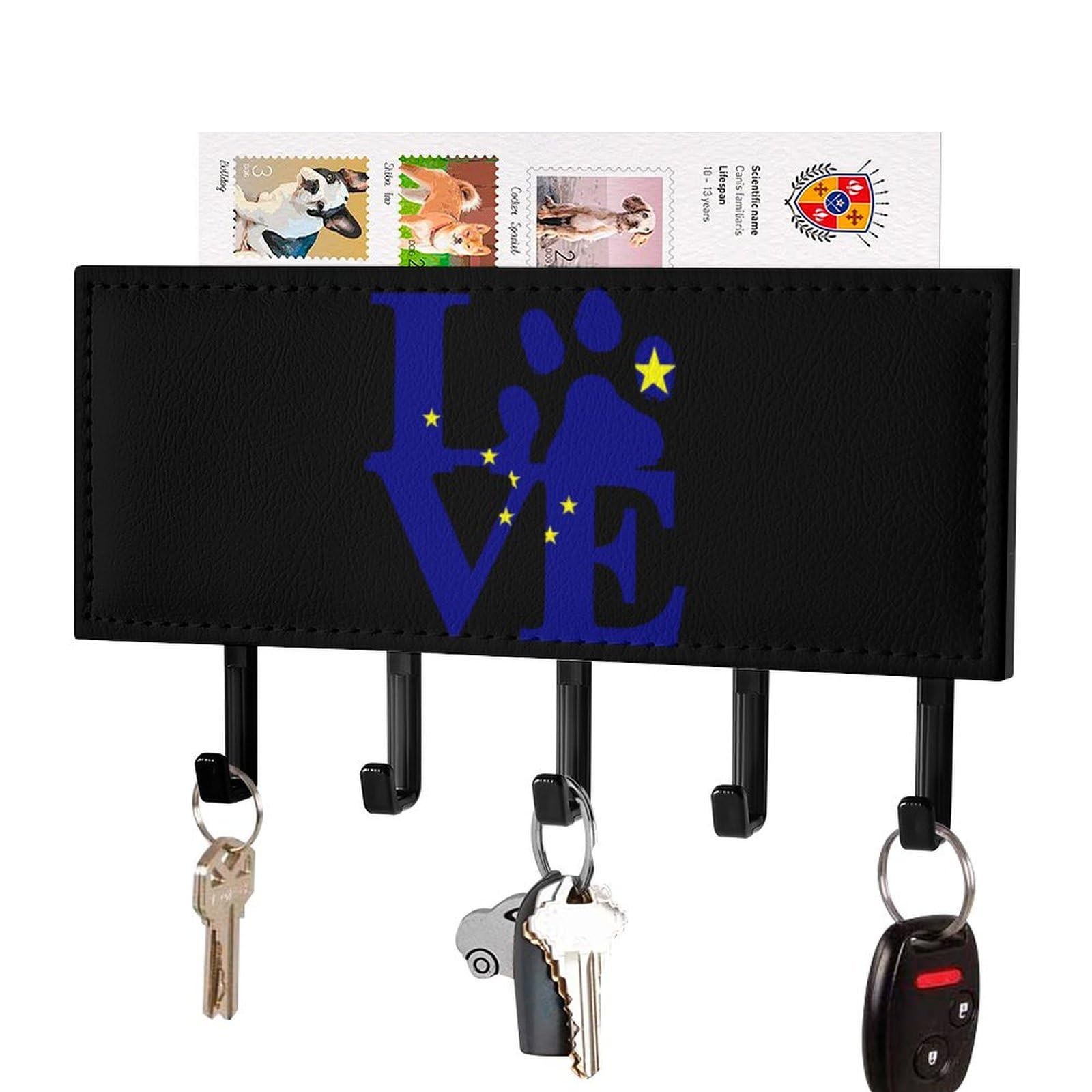 NCLQVJXZKHW Alaska Gray Wolf Paw Key Holder with 5 Hooks Key Hooks Wall Mounted Key Racks Key Hanger Organiser Shelf
