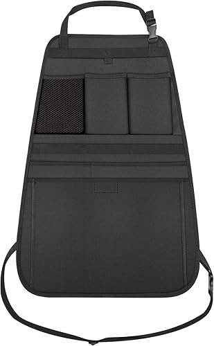 Miniatura 7 de Organizador de respaldo de asiento de automóvil, protector de asiento trasero con múltiples bolsillos de almacenamiento, compatible con SUV y