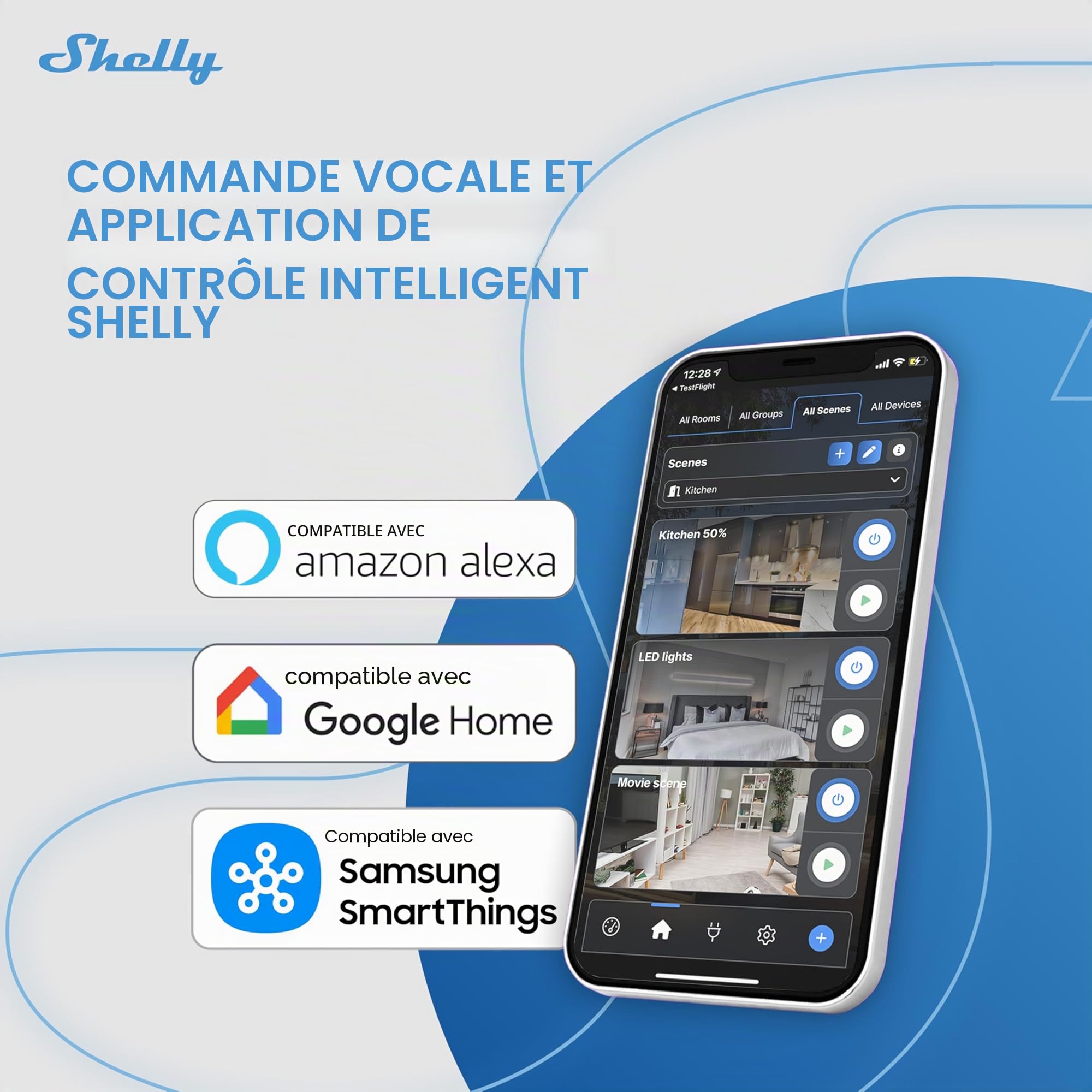 Shelly 1L Gen3 - Interrupteur connecté Wi-Fi 2.4 G, 1 canal 200 W, Fil Neutre non requis, Bypass 1L/2L inclus, Éclairage connecté, Contrôle à distance app, Compatible Alexa, Google Home, SmartThings