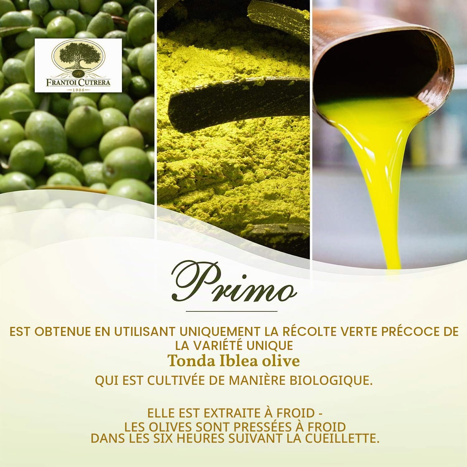 Huile d'Olive Extra Vierge Primo Fine Quality Cutrera Sicile