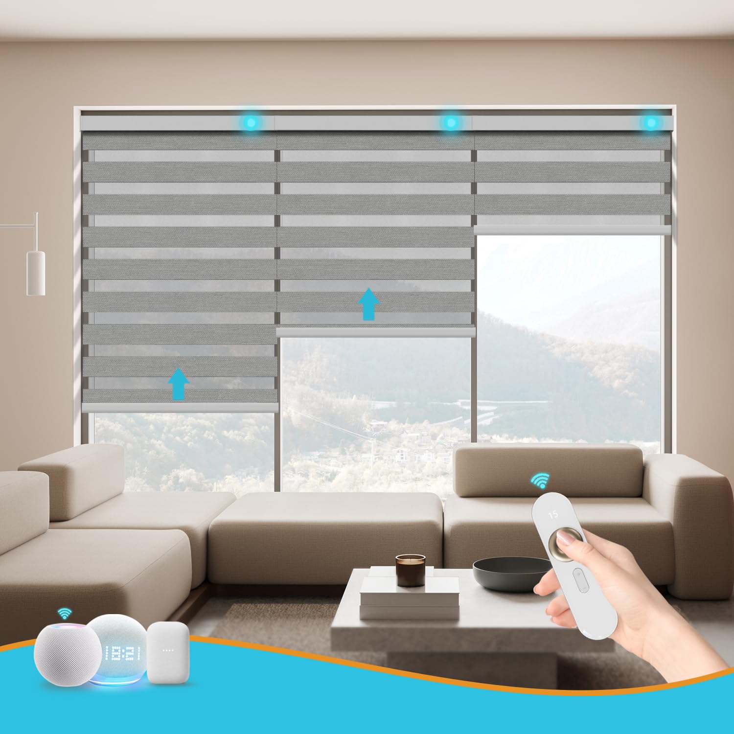 Blindify Motorized Zebra Blinds with Remote Smart Blind Work with Homekit Alexa SmartThings Electric Day and Night Shade Cordless Automatic Solar