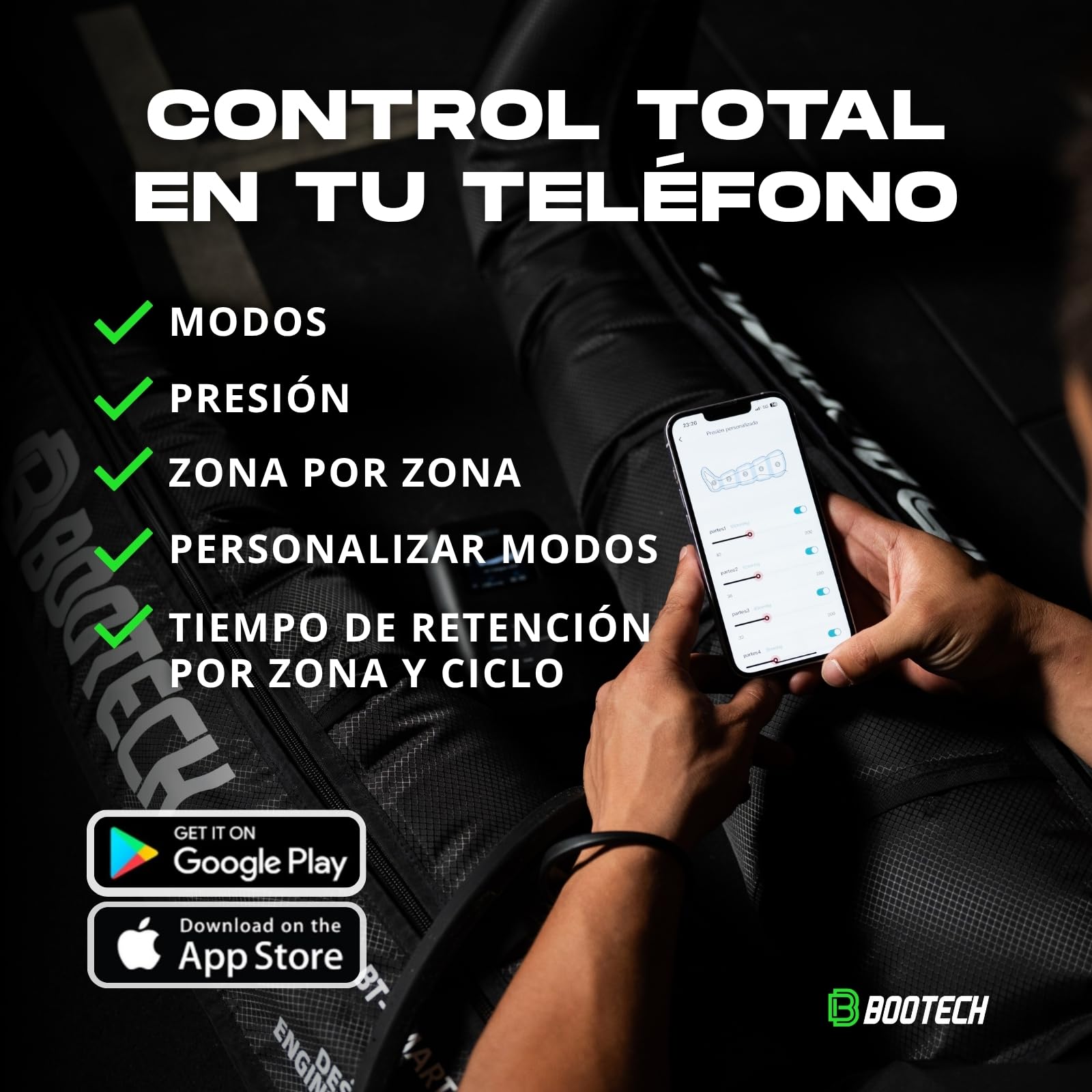 Botas de Masaje de Compresión de Piernas Inalámbricas con APP, Presoterapia de 5 Cámaras Superpuestas para Circulación, Drenaje Linfático y Recuperación Muscular, Batería 3H(L:desde180cm)